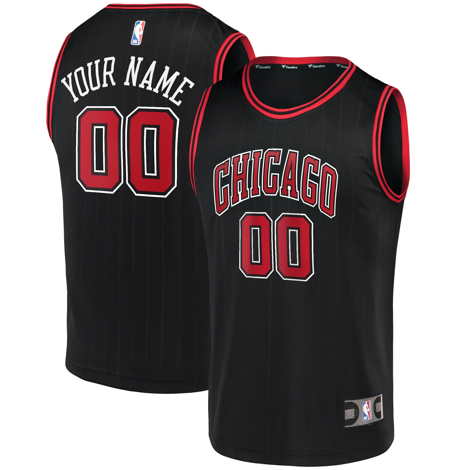 Chicago Bulls Fanatics Fast Break Custom Jersey Black - Statement Edition