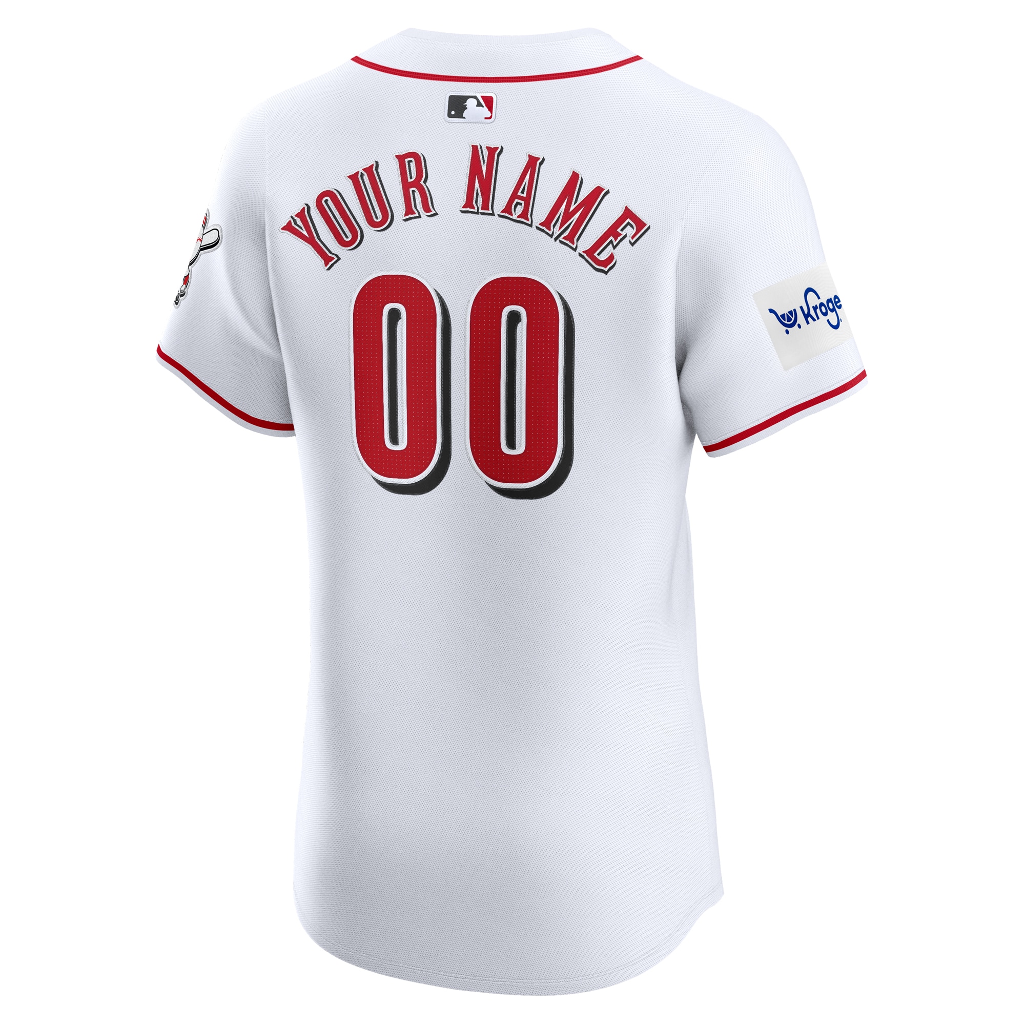 Cincinnati Reds Home Elite Custom Patch Jersey – White