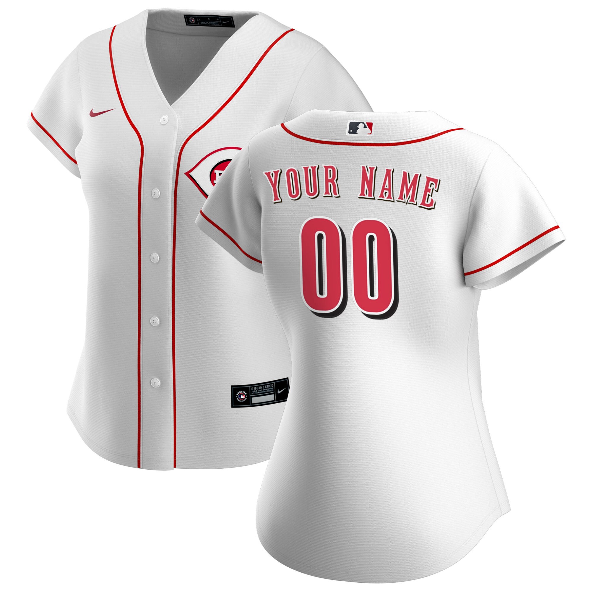 Cincinnati Reds Women's Home Custom Jersey - White