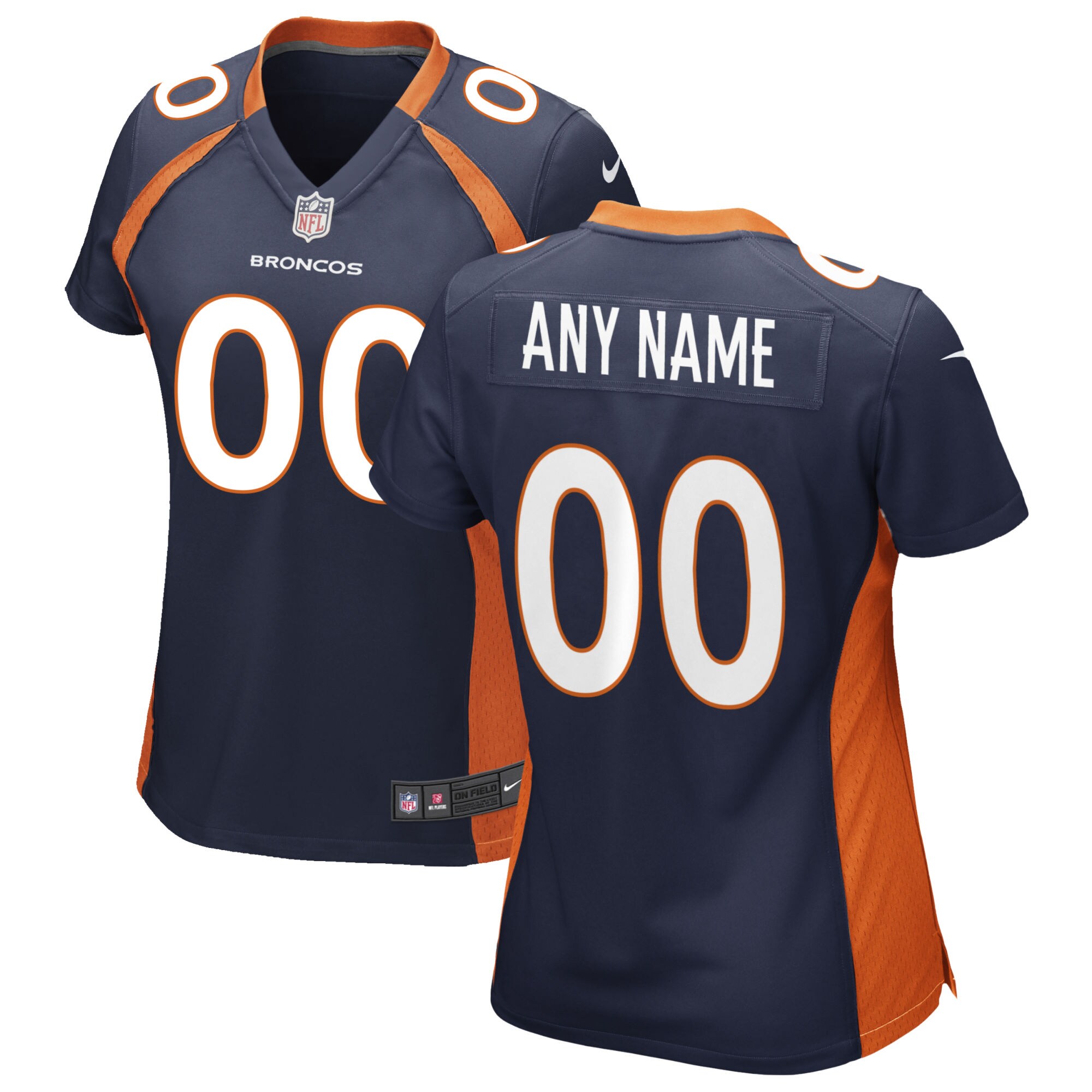 Denver Broncos Women's Alternate Custom Game Jersey - Navy