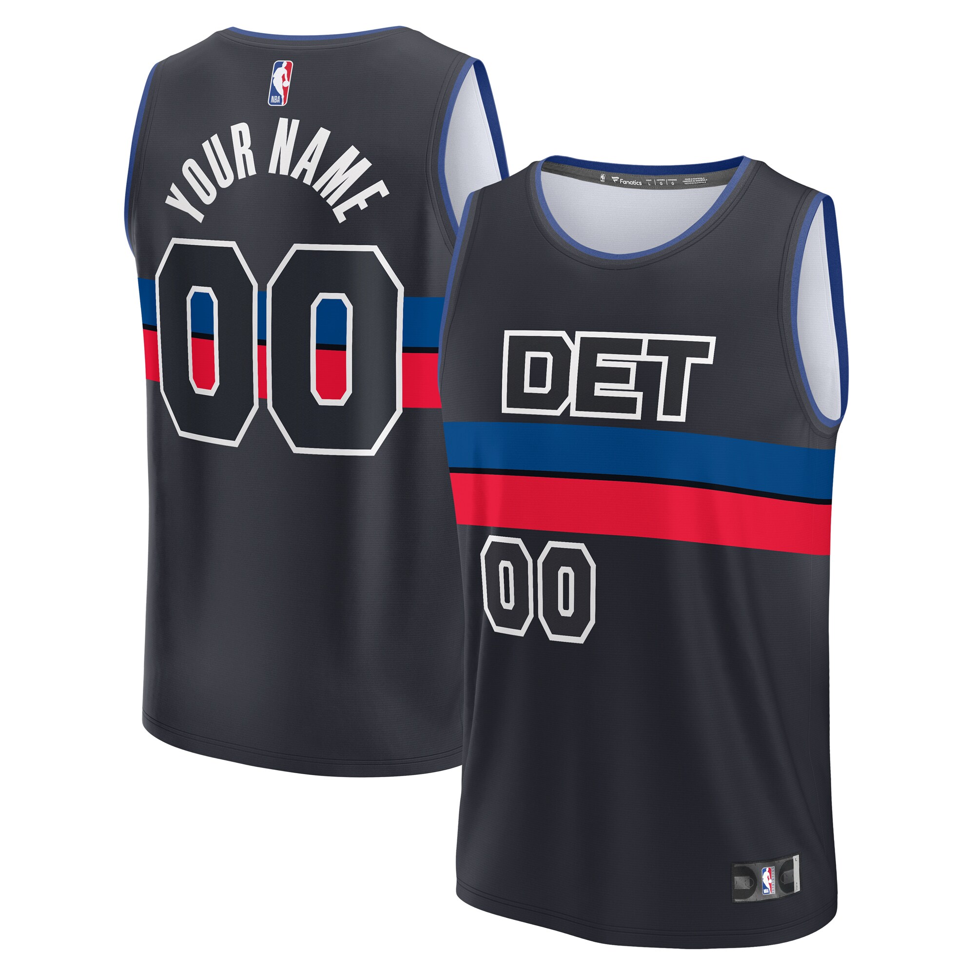 Detroit Pistons Fanatics Youth Fast Break Custom Jersey - Statement Edition - Black