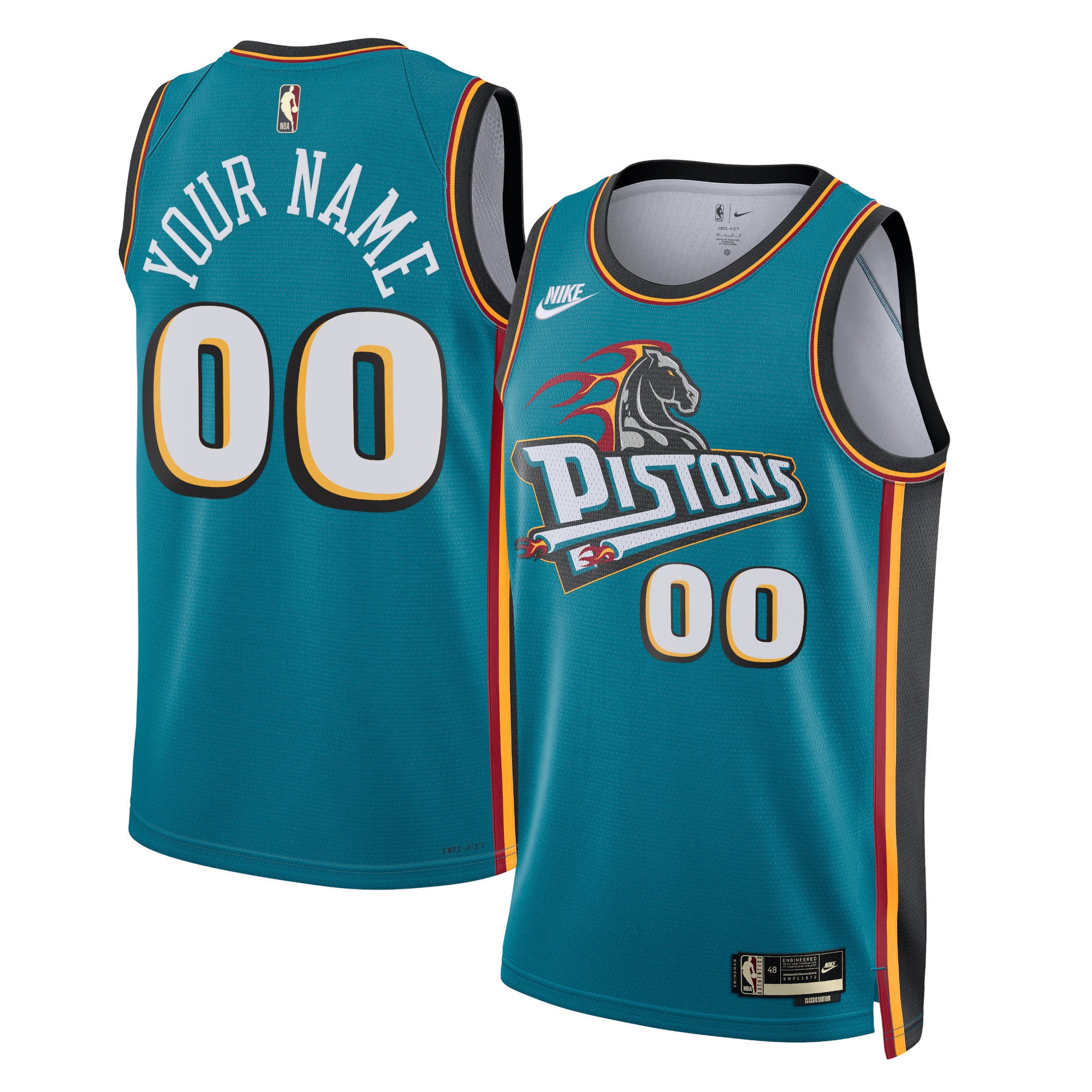 Detroit Pistons Unisex 2022/23 Custom Swingman Jersey - Classic Edition - Teal