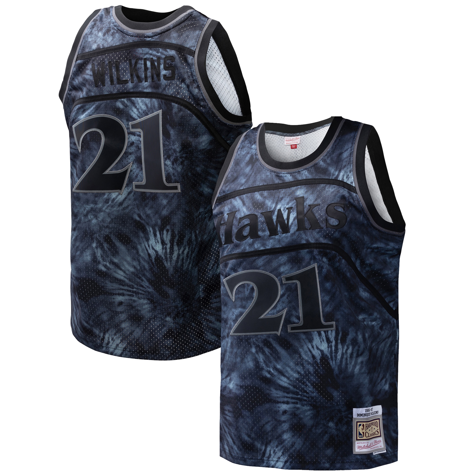 Dominique Wilkins Atlanta Hawks Hardwood Classics 1986/87 Tie-dye Swingman Jersey - Black