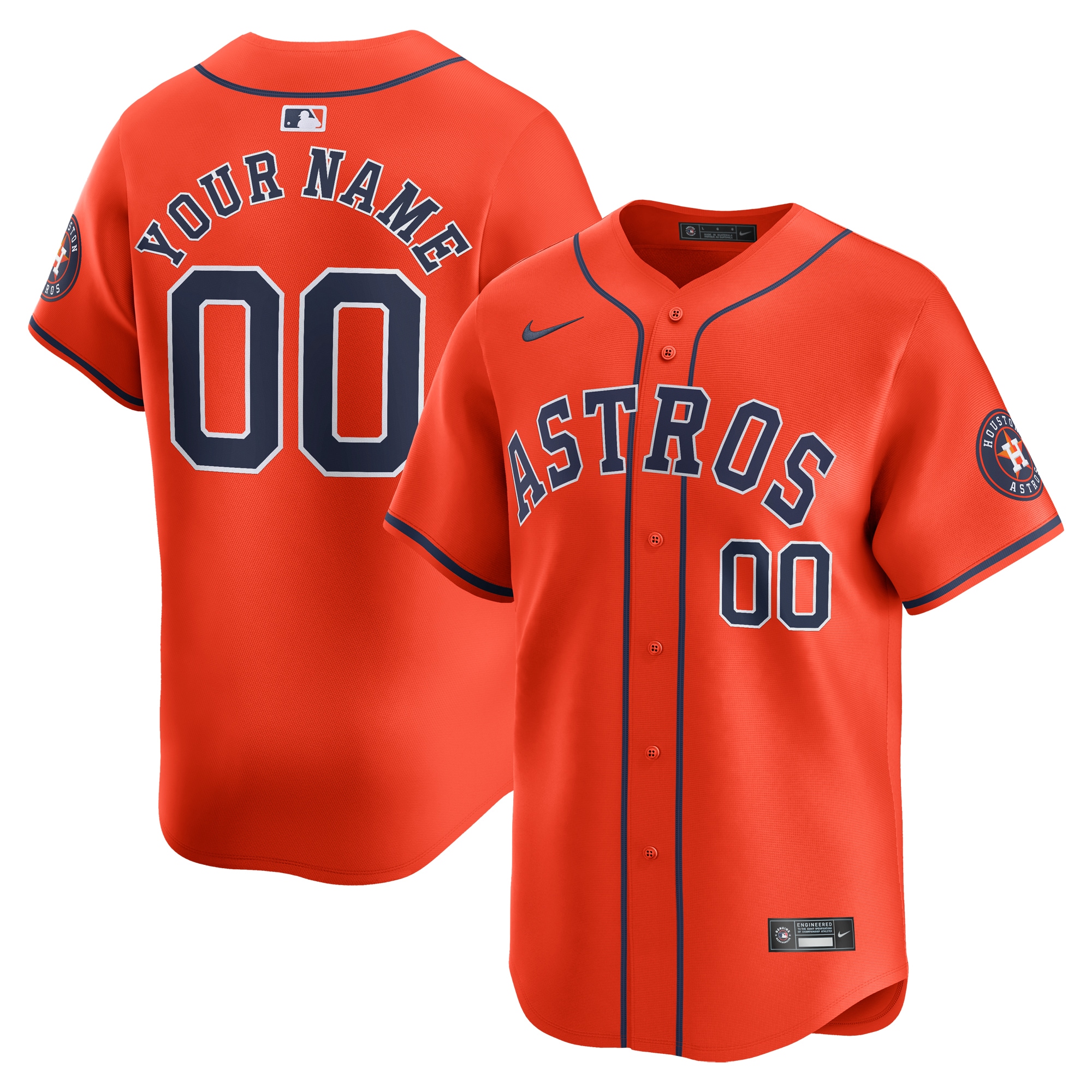 Houston Astros Alternate Limited Custom Jersey  Orange