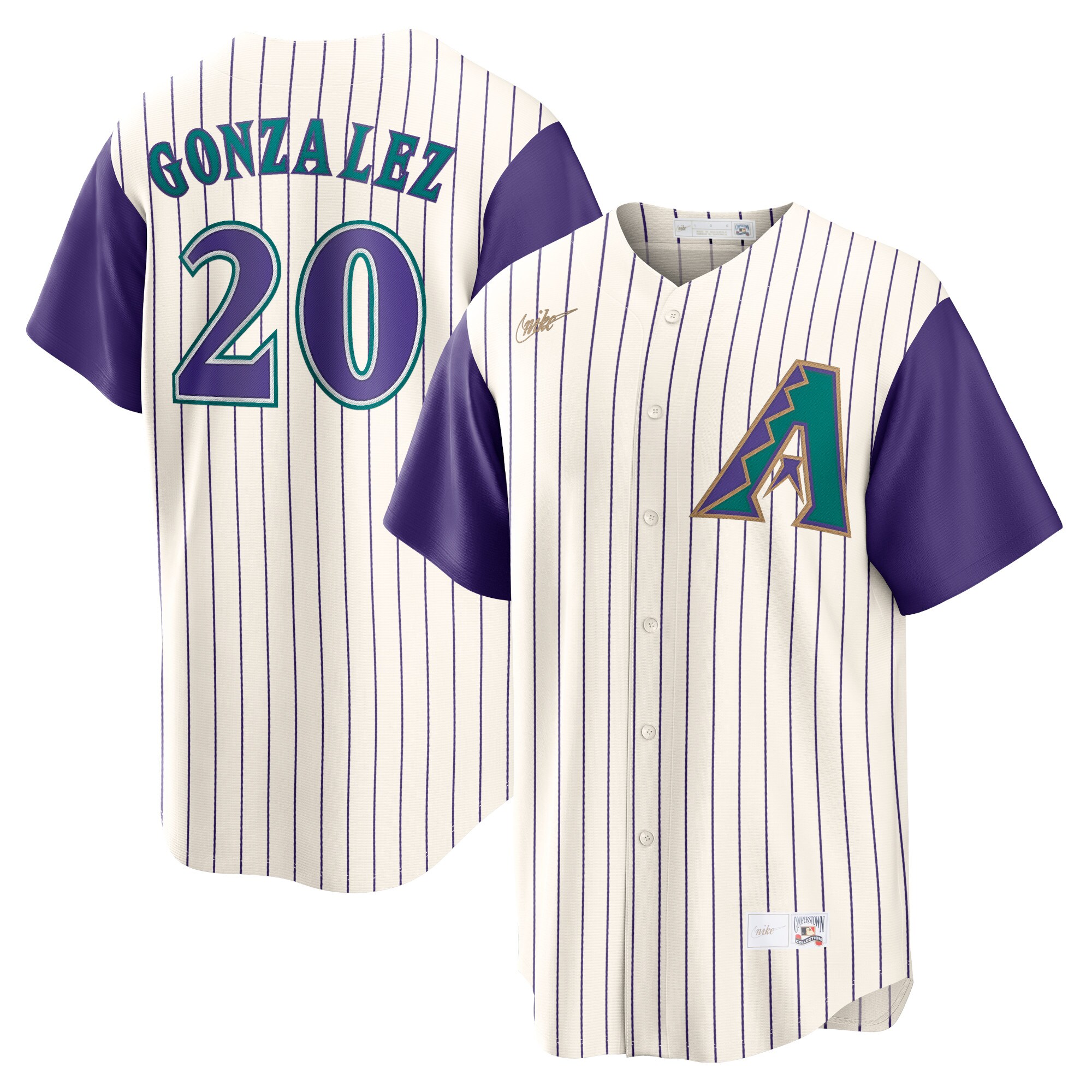 Luis Gonzalez Arizona Diamondbacks Alternate Cooperstown Collection Player Jersey - Cream/purple