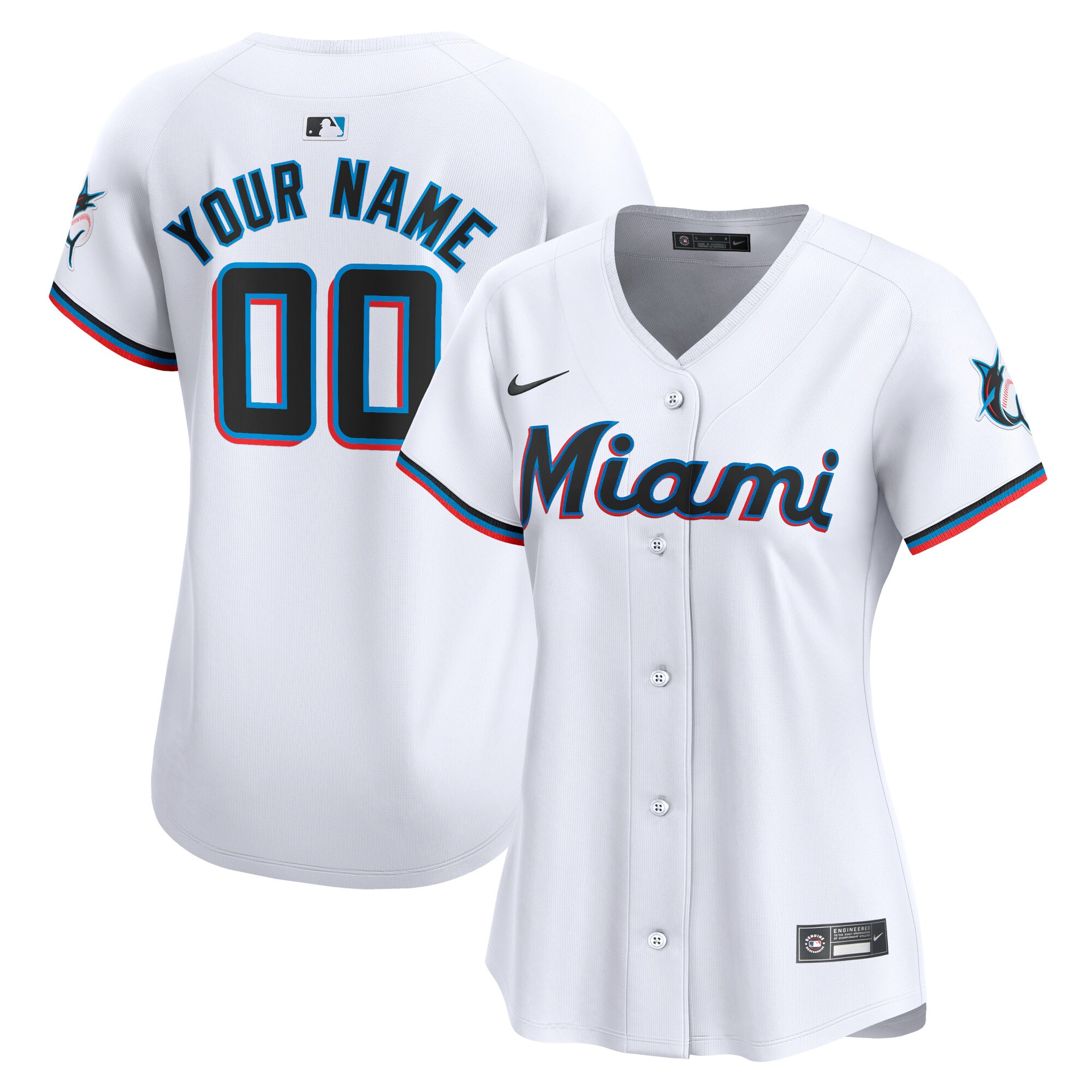 Miami Marlins Women's Home Limited Custom Jersey - White