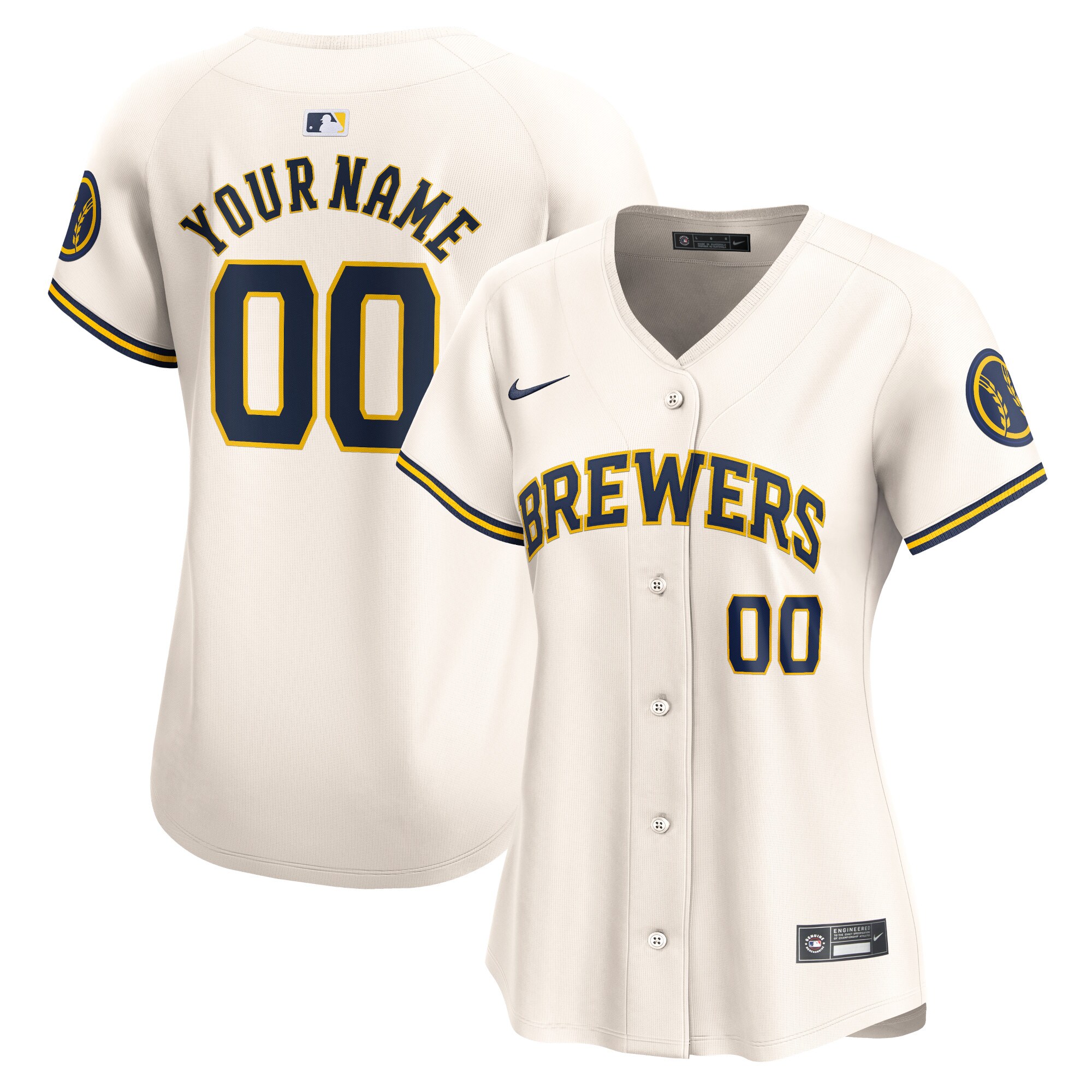 Milwaukee Brewers Women's Home Limited Custom Jersey - Cream