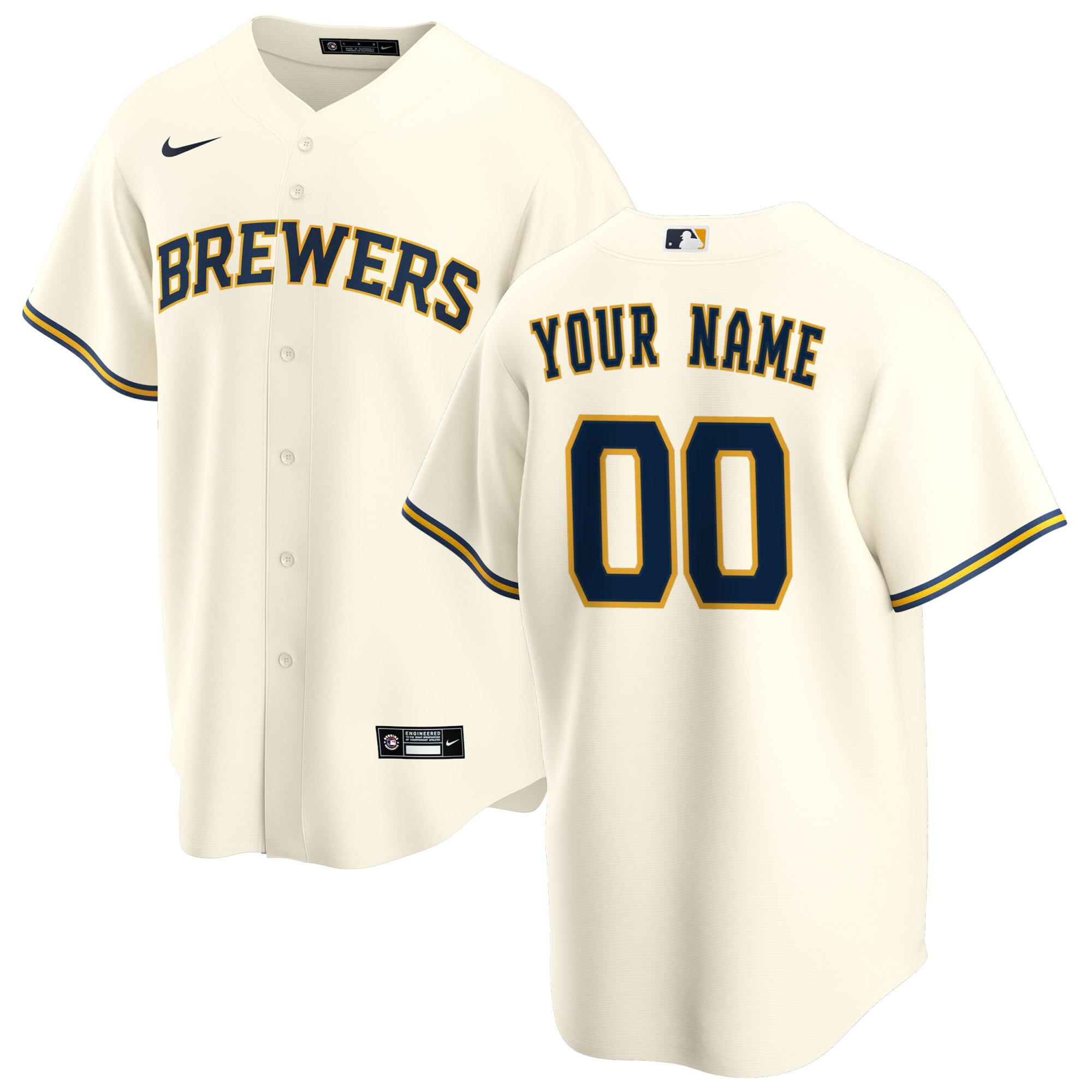 Milwaukee Brewers Youth Home Custom Jersey - Cream