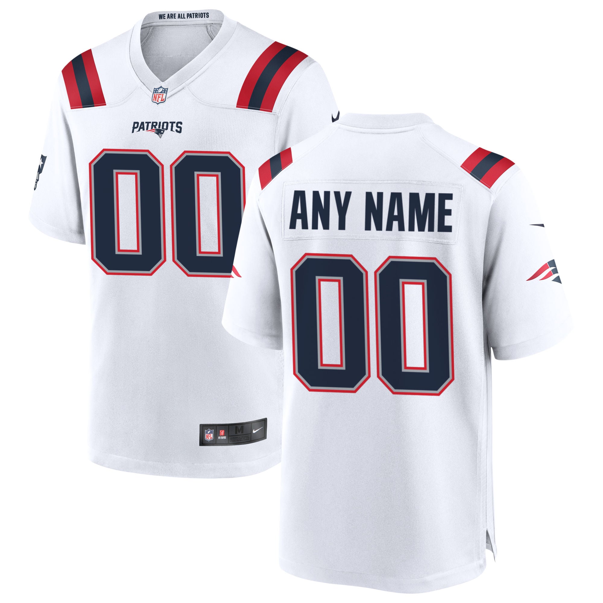 New England Patriots Custom Game Jersey - White