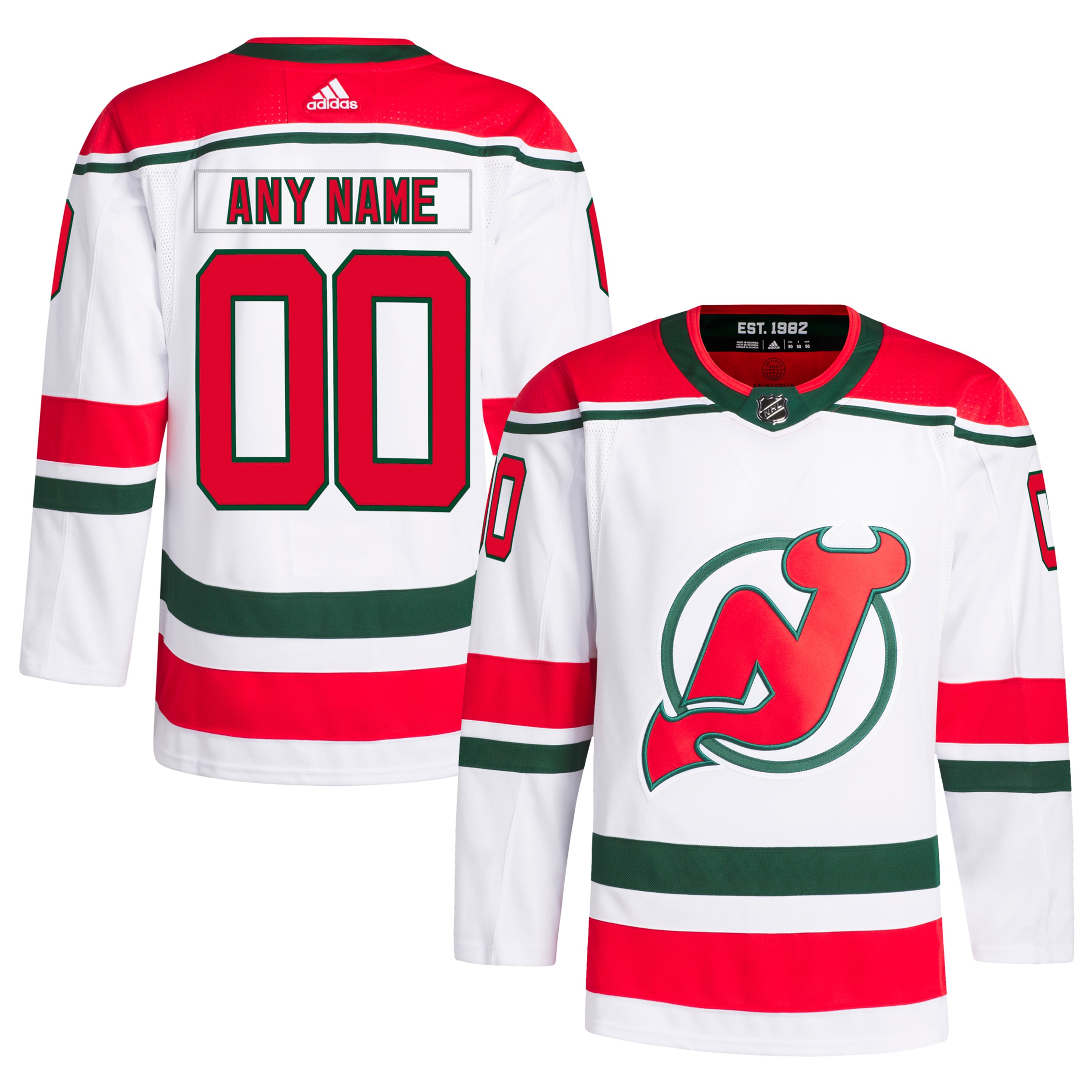 New Jersey Devils W Anniversary Heritage Primegreen Custom Jersey - White