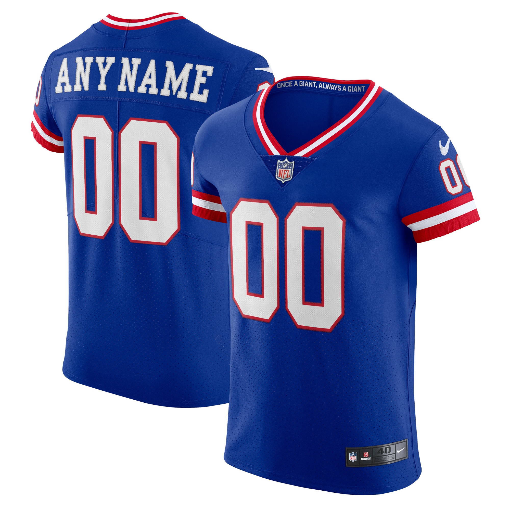 New York Giants Classic Vapor Elite Custom Jersey - Royal