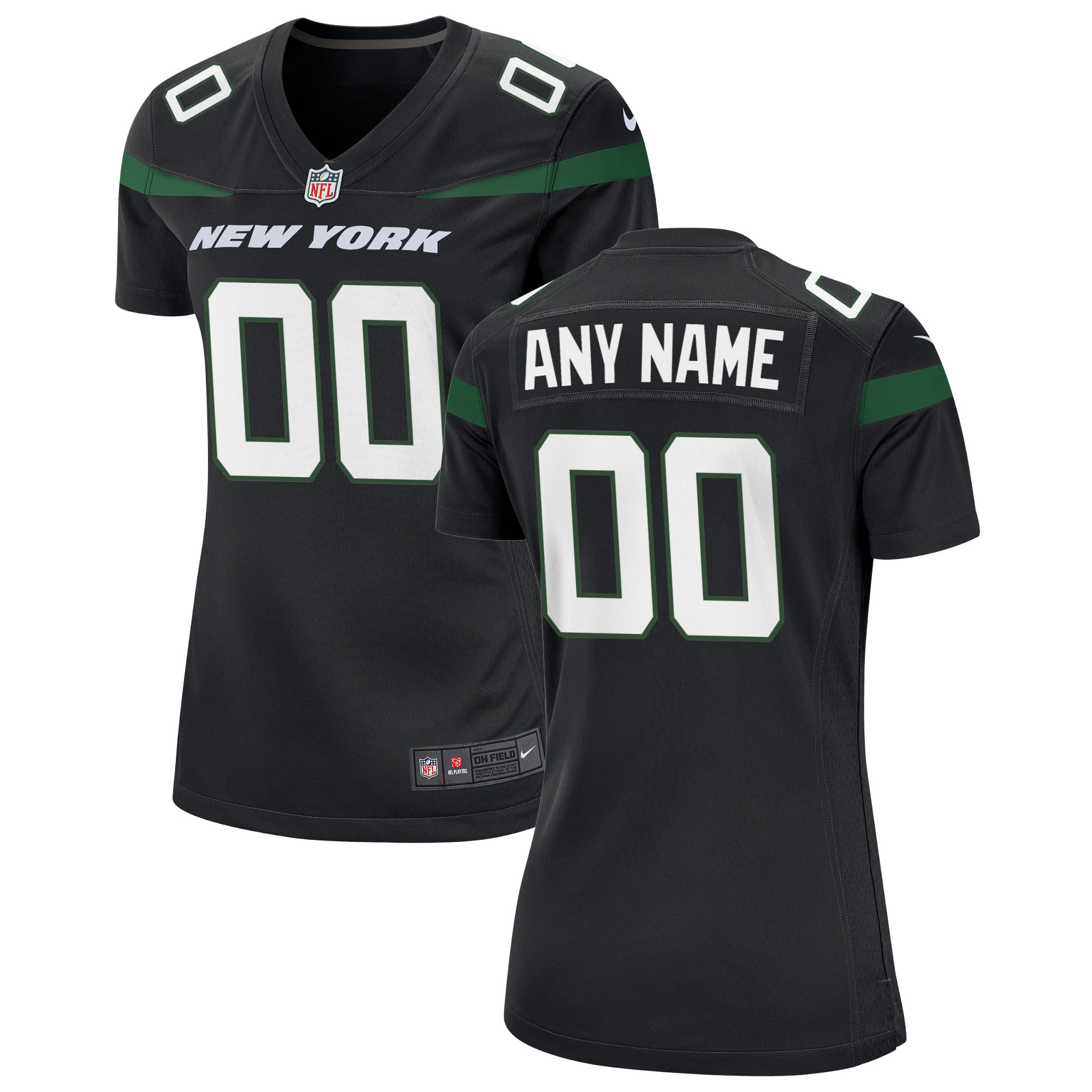 New York Jets Women's Alternate Custom Game Jersey - Stealth Black