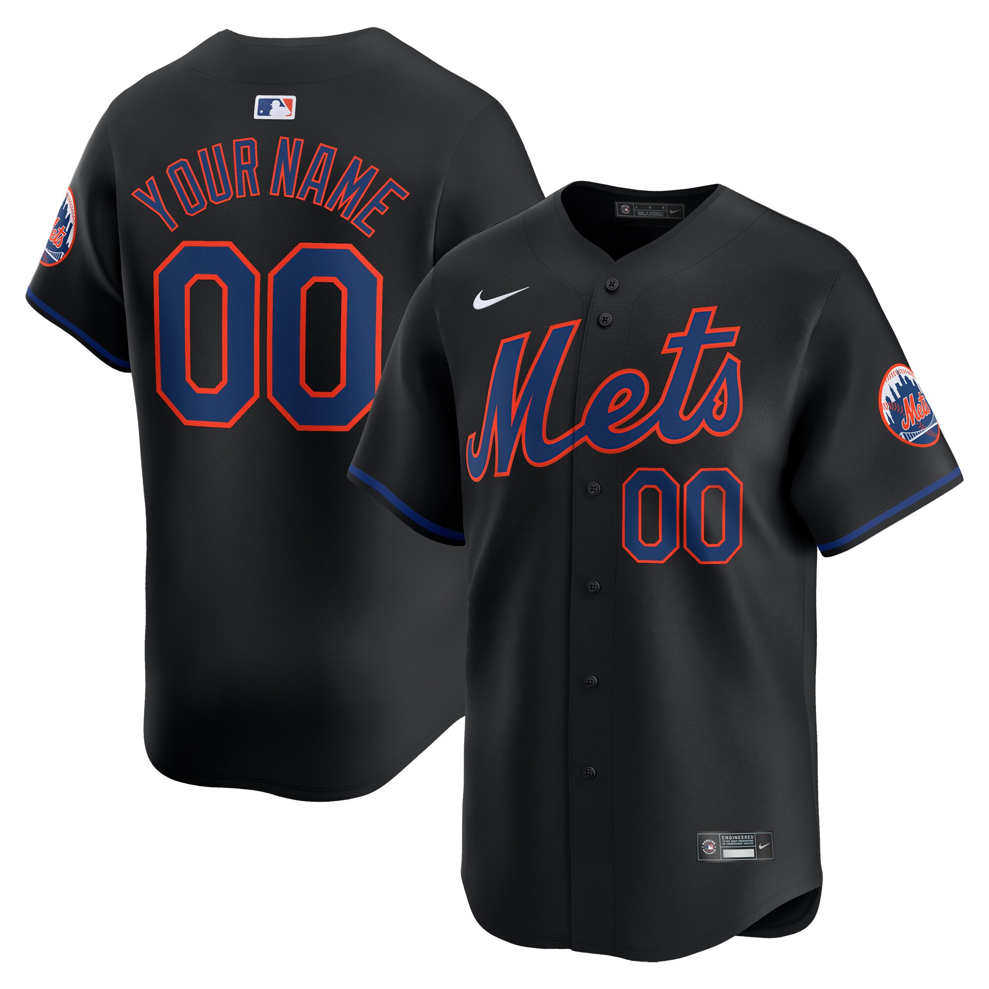 New York Mets Alternate Limited Custom Jersey  Black