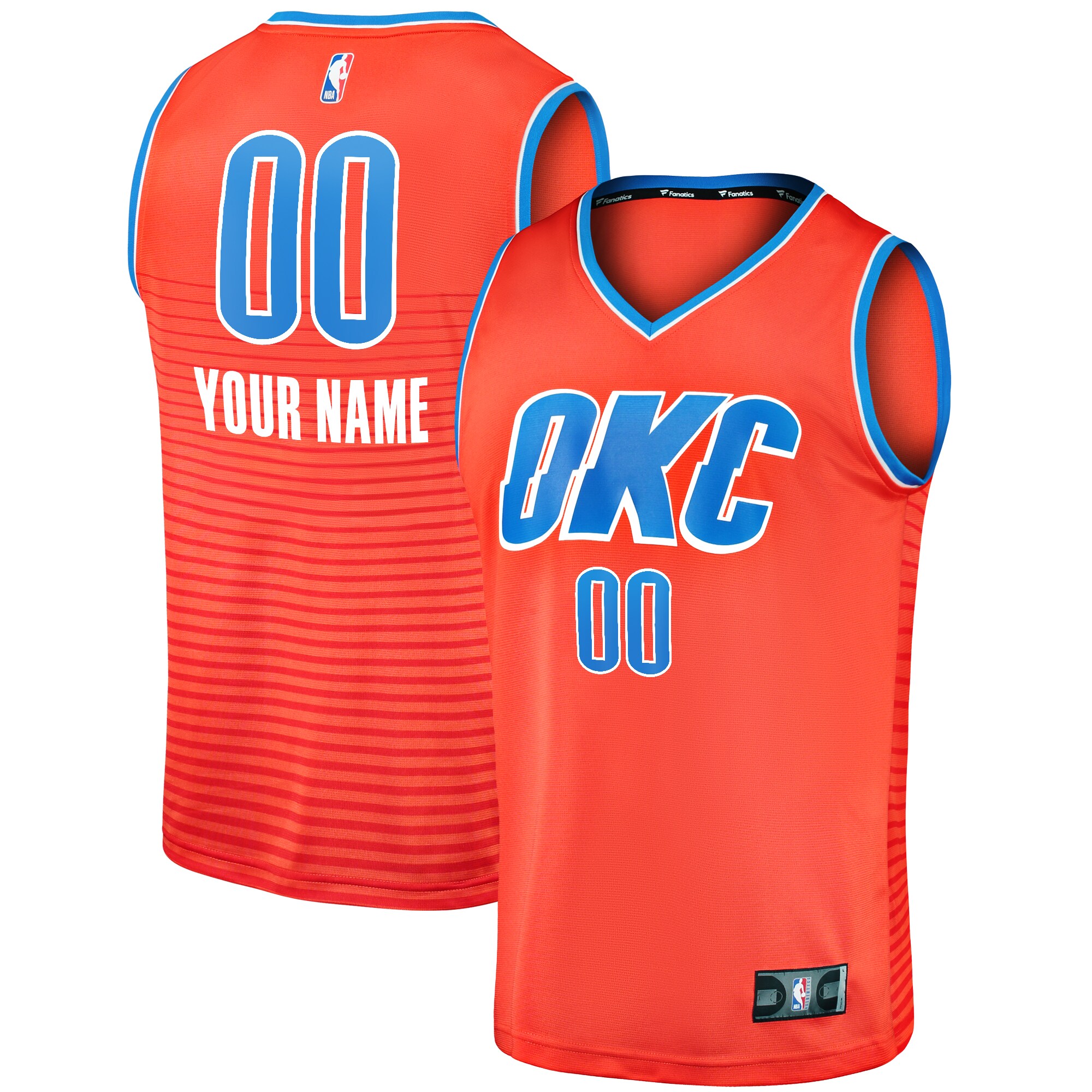 Oklahoma City Thunder Fanatics Fast Break Custom Jersey - Orange - Statement Edition