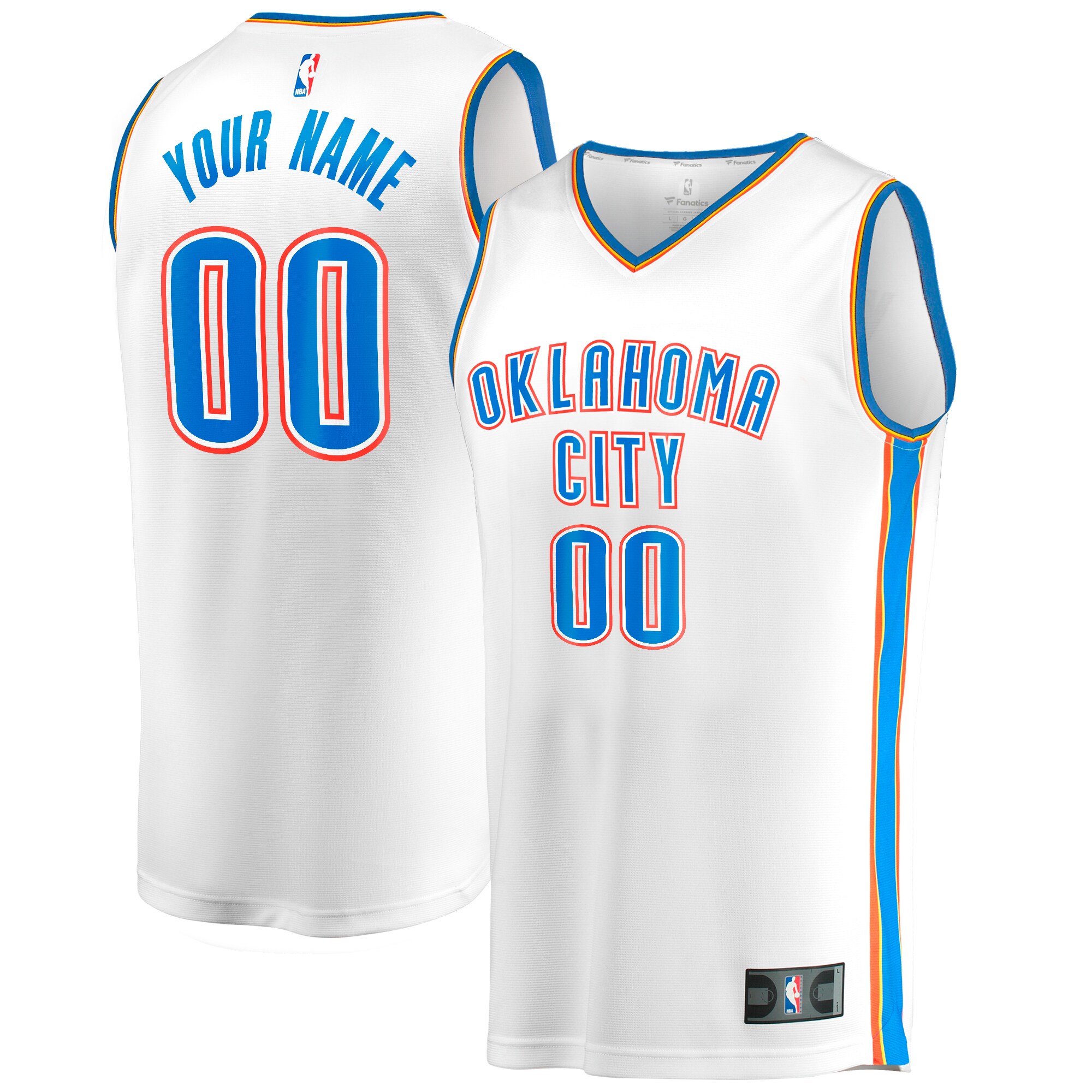 Oklahoma City Thunder Fanatics Fast Break Custom Jersey - White - Association Edition