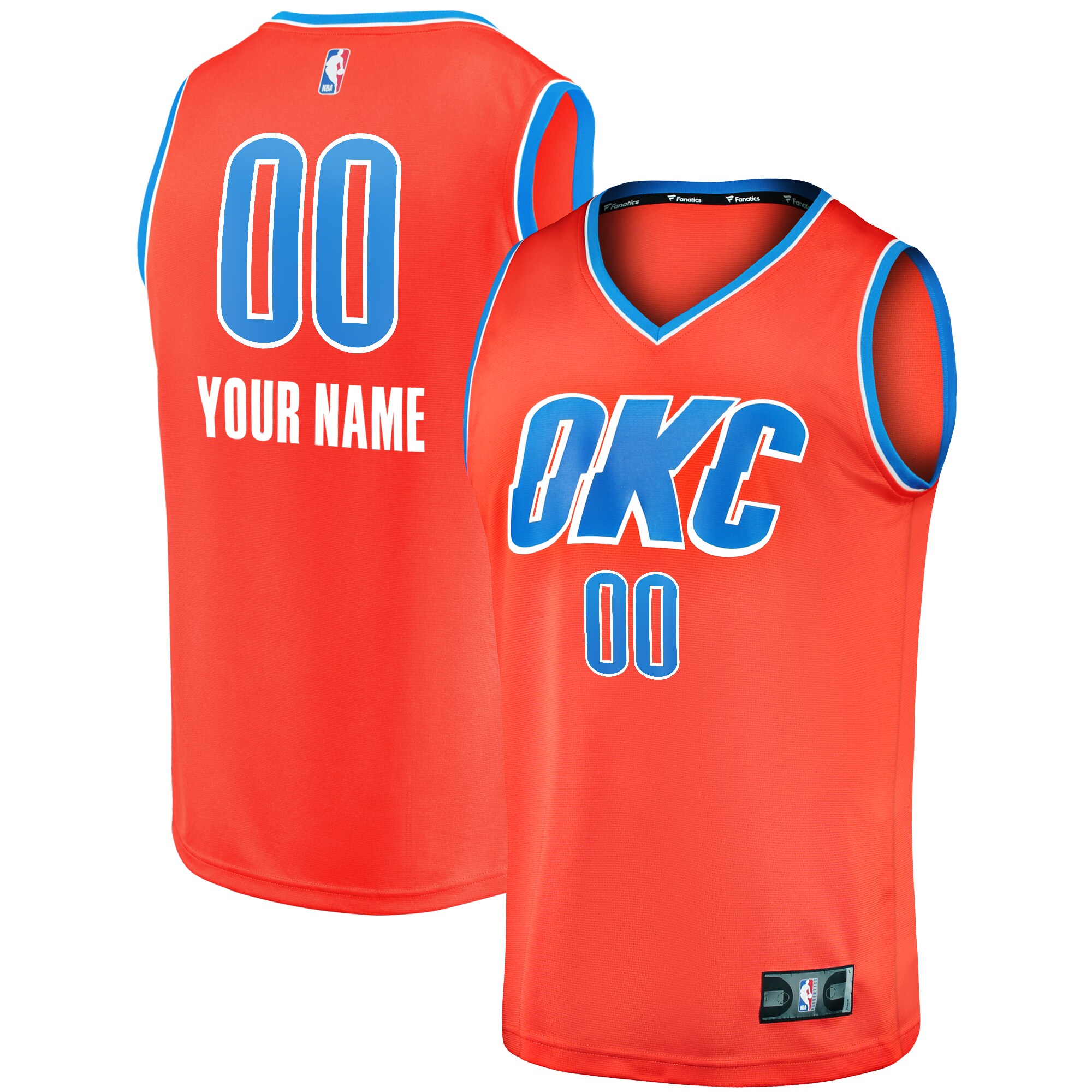 Oklahoma City Thunder Fanatics Youth Fast Break Custom Jersey - Orange - Statement Edition