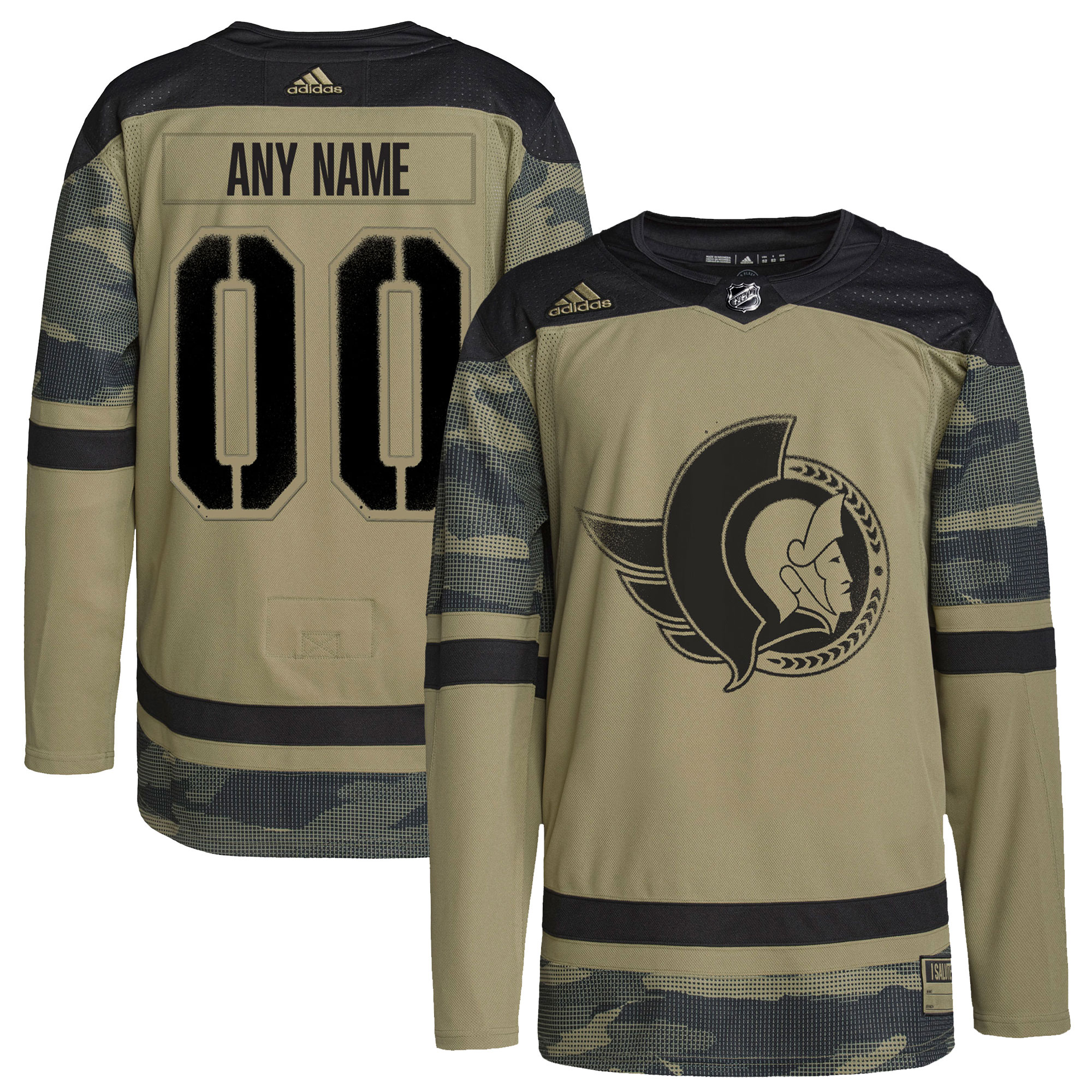 Ottawa Senators Logo Military Appreciation Team Custom Practice Jersey - Camo