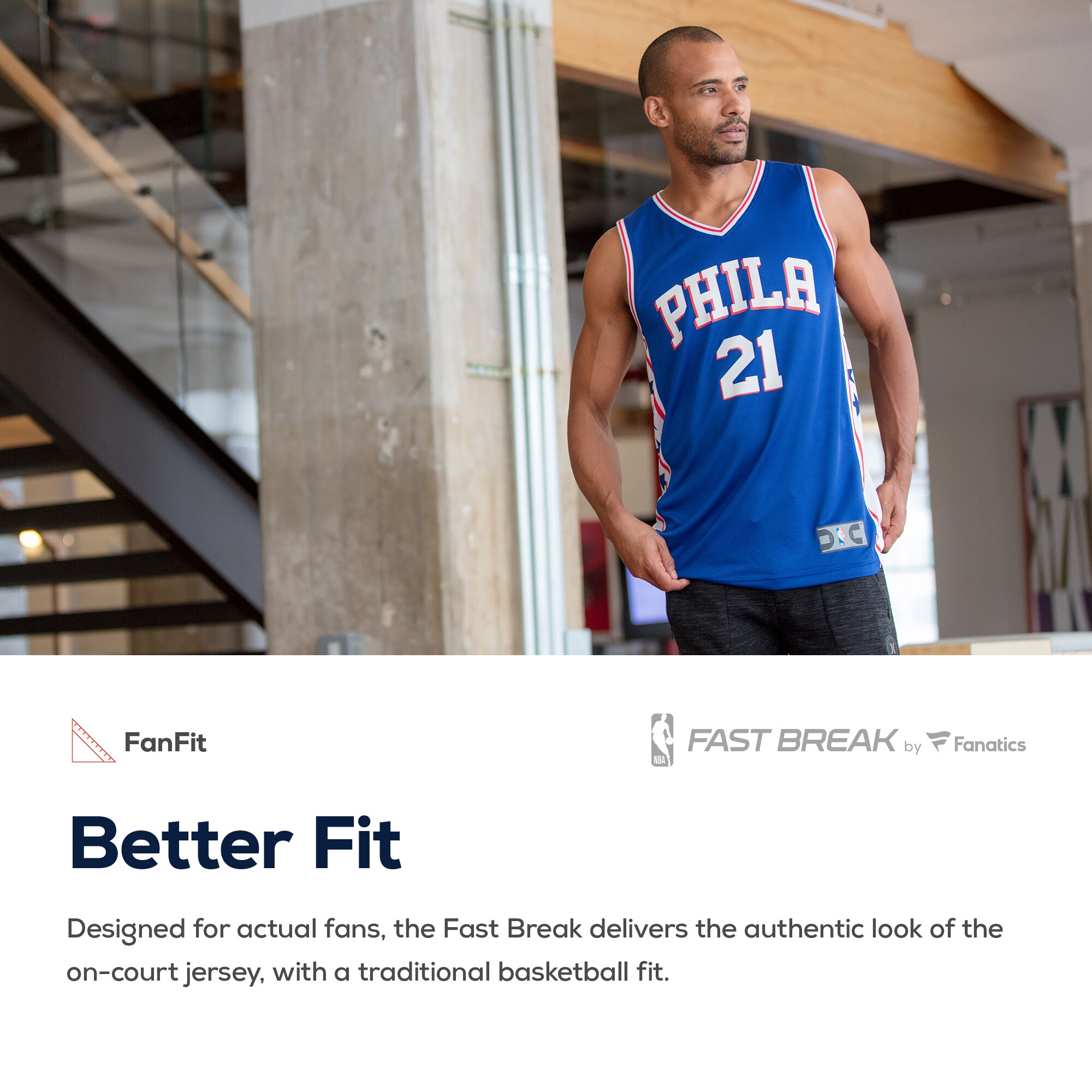 Philadelphia 76ers Fanatics Fast Break Custom Jersey Royal – Icon Edition