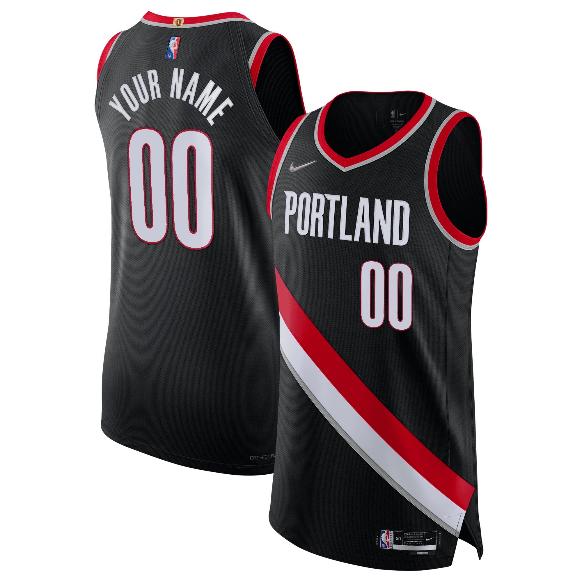 Portland Trail Blazers 2021/22 Diamond Custom Jersey - Icon Edition - Black