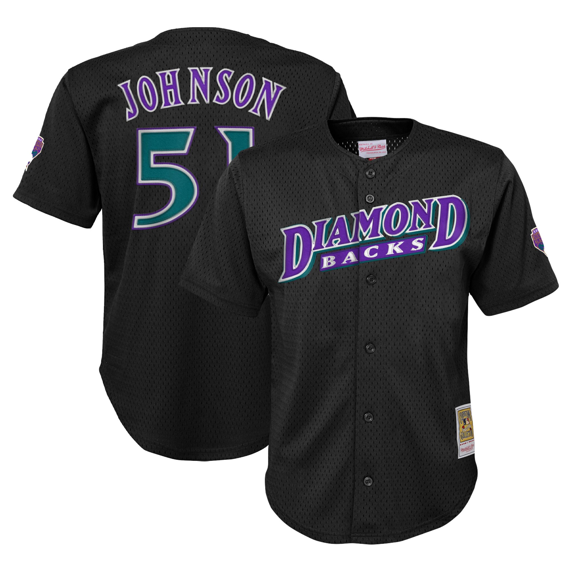 Randy Johnson Arizona Diamondbacks Youth Cooperstown Collection mesh Batting Practice Jersey - Black