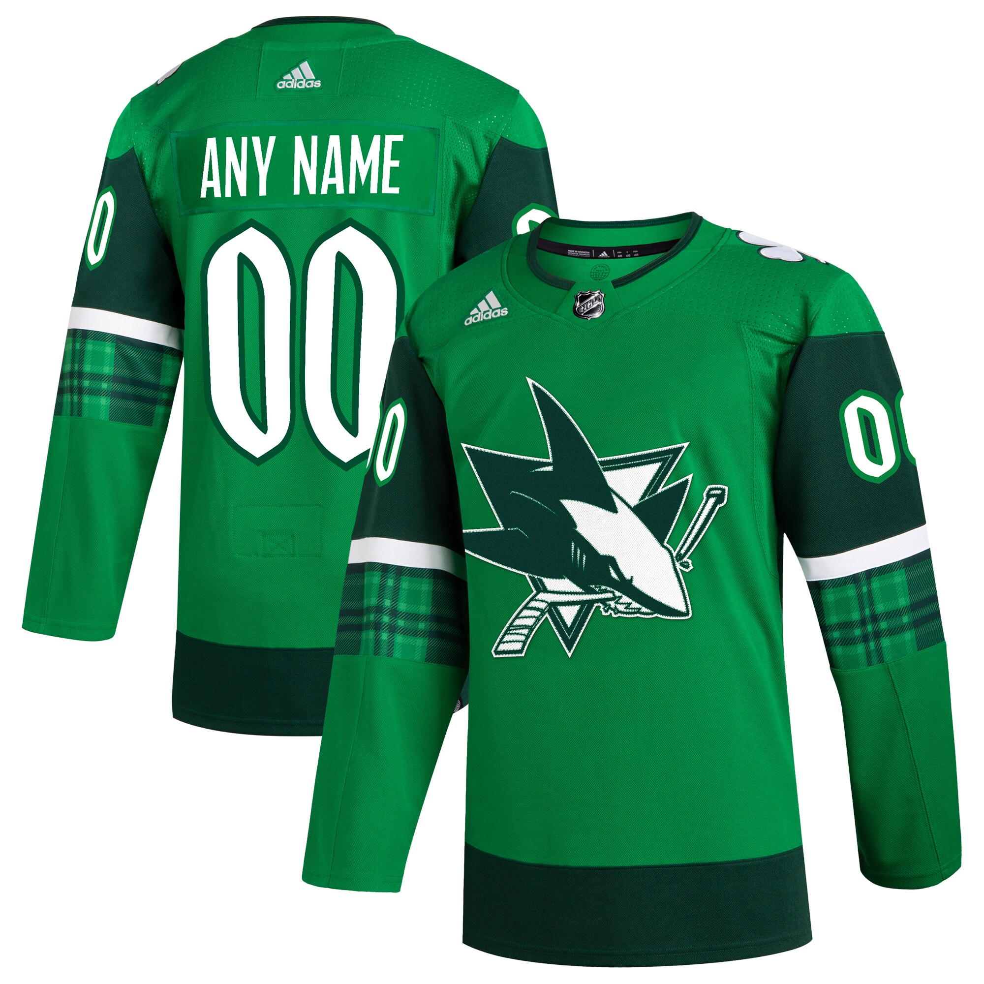 San Jose Sharks St. Patrick's Day Custom Jersey - Kelly Green