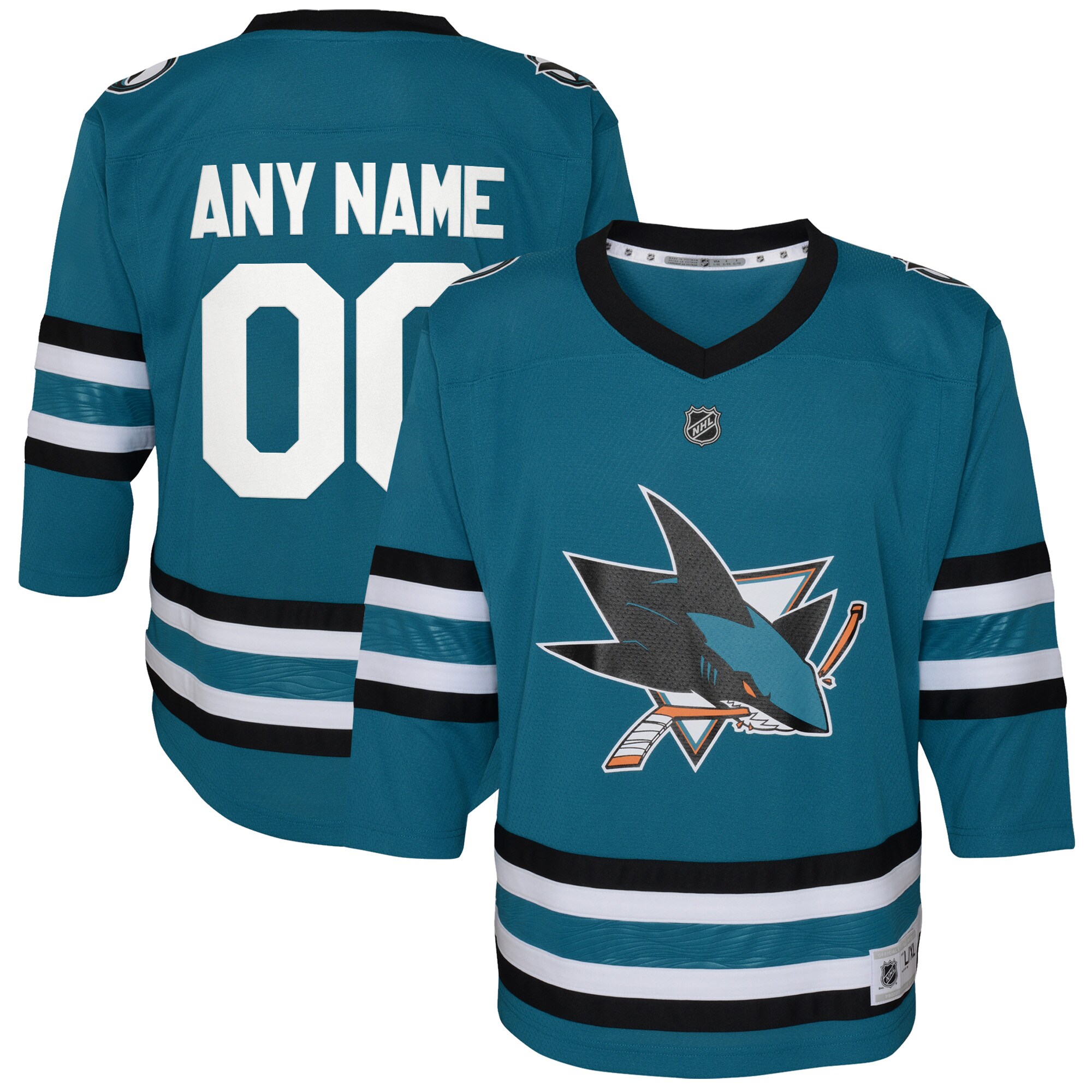 San Jose Sharks Youth Home Custom Jersey - Teal