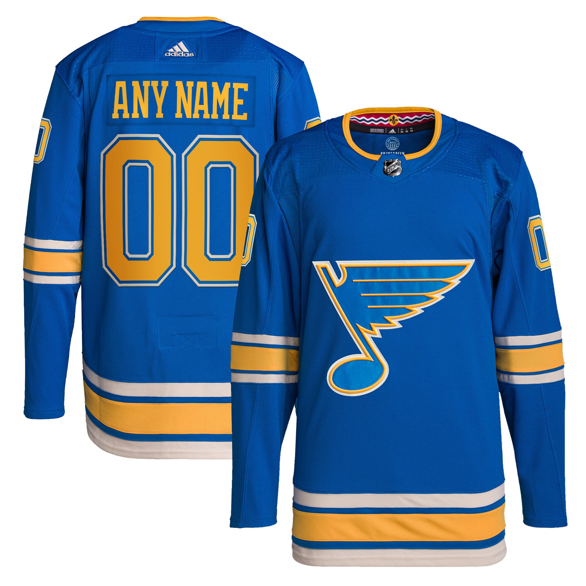 St. Louis Blues Alternate Primegreen Custom Jersey - Blue