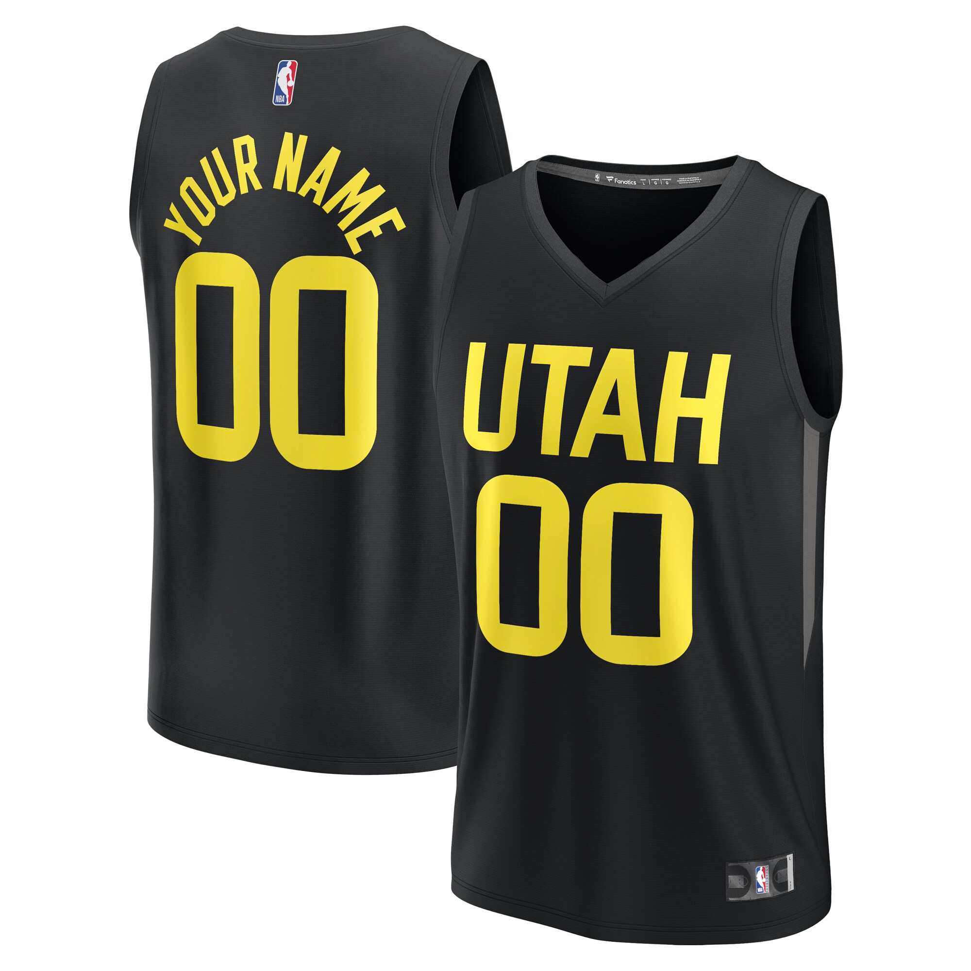 Utah Jazz Fanatics Fast Break Custom Jersey - Black - Statement Edition