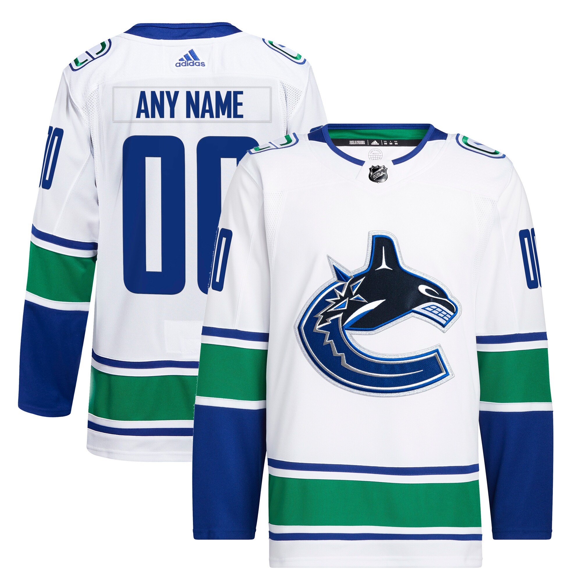 Vancouver Canucks Away Primegreen Custom Jersey - White