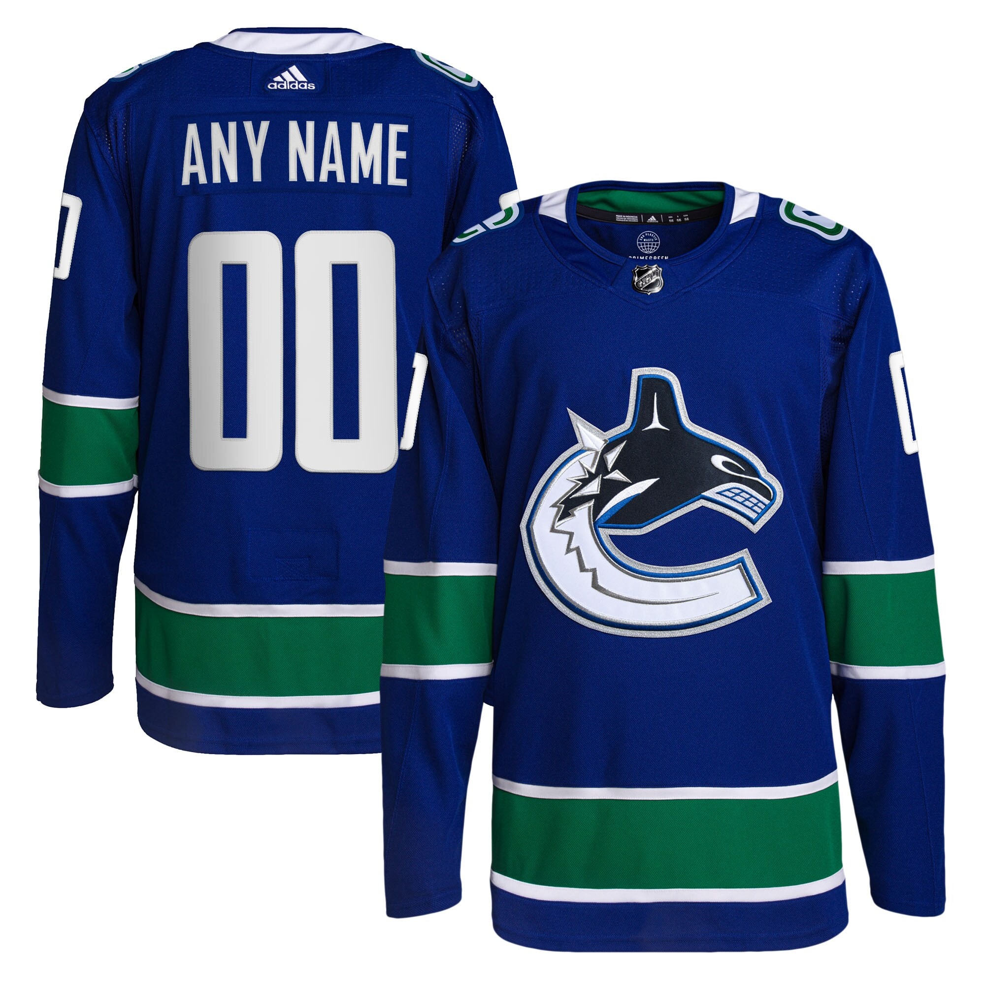 Vancouver Canucks Home Primegreen Custom Jersey - Royal