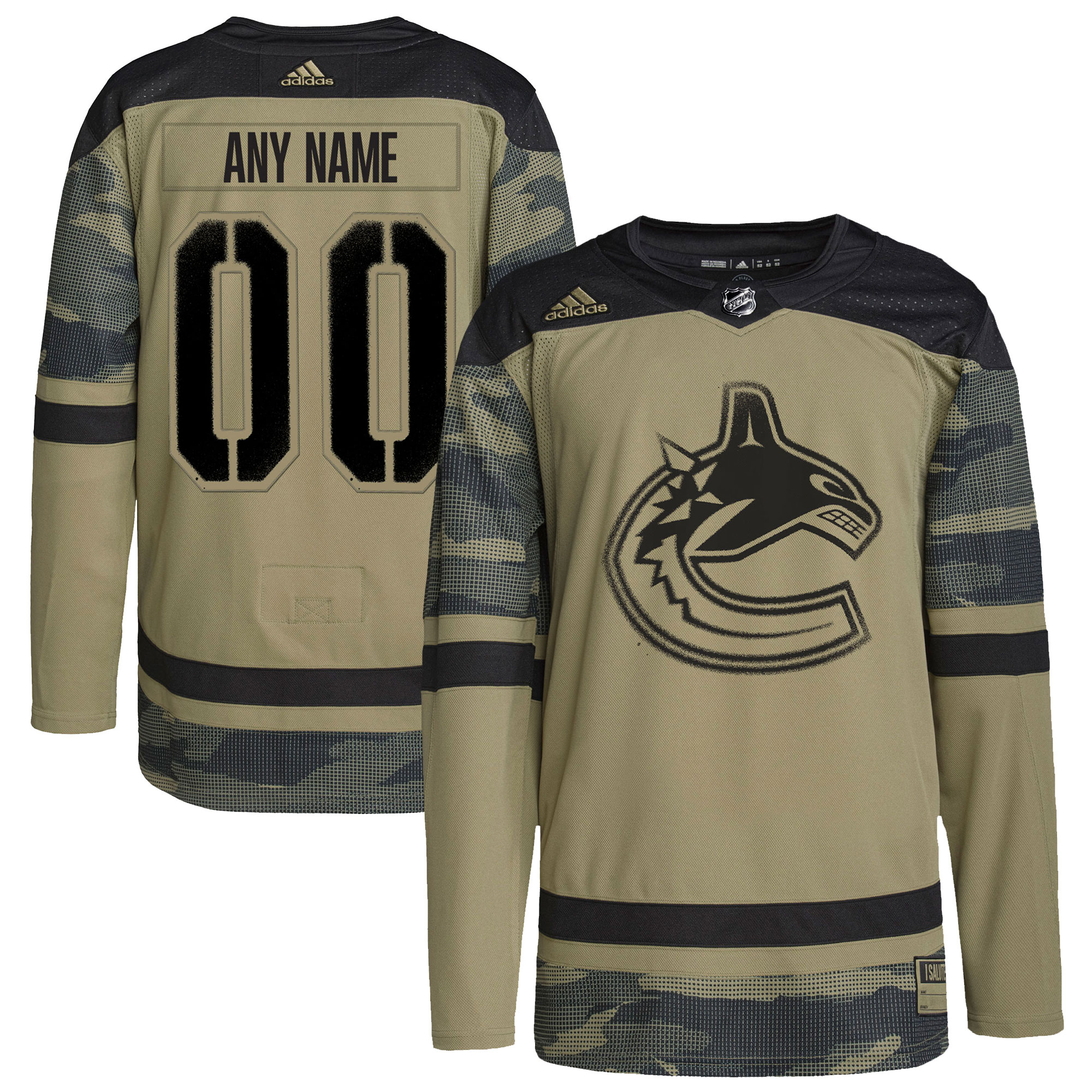 Vancouver Canucks Logo Military Appreciation Team Custom Practice Jersey - Camo