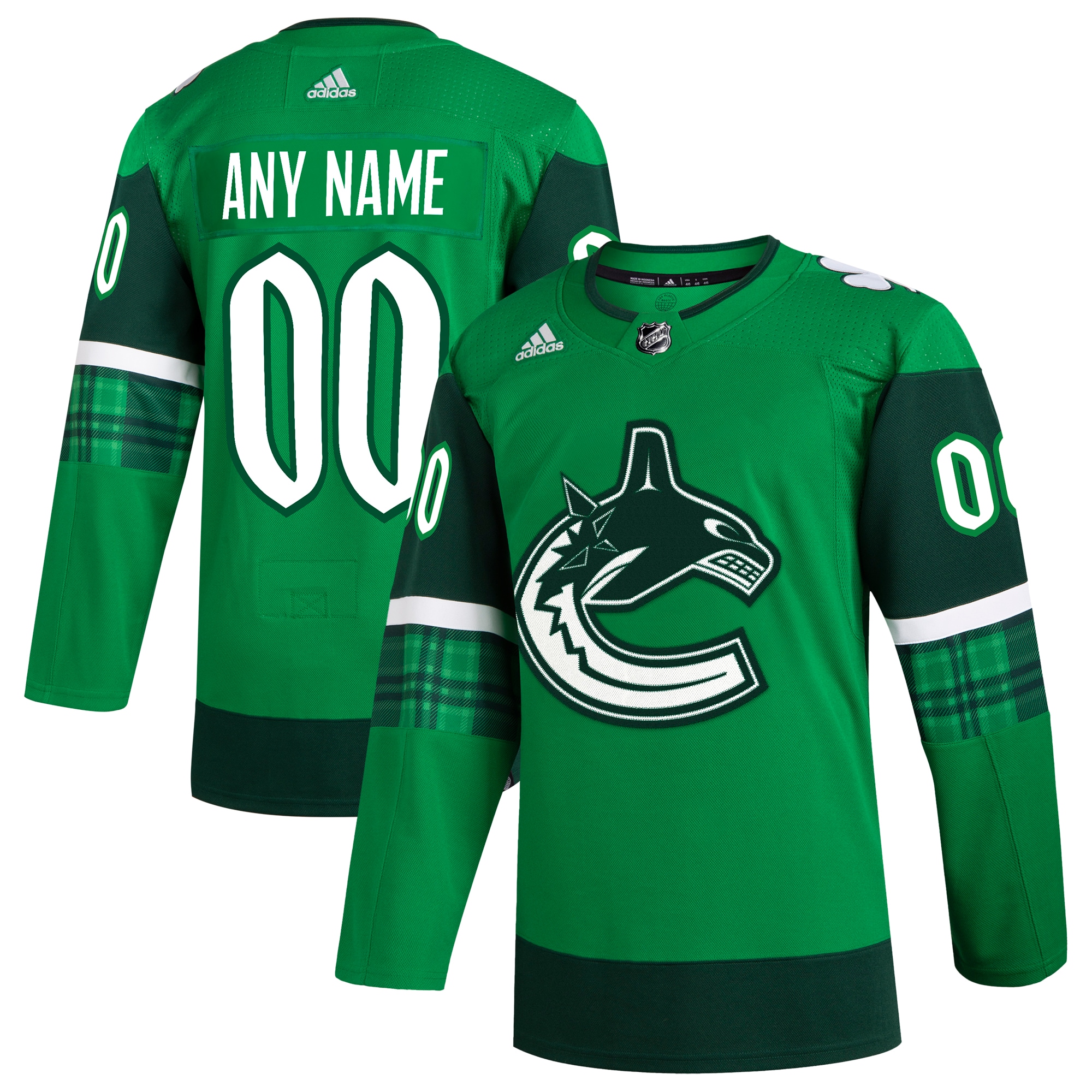 Vancouver Canucks St. Patrick's Day Custom Jersey - Kelly Green