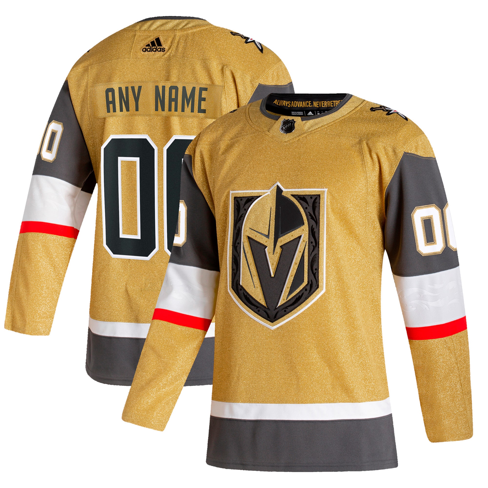 Vegas Golden Knights Home Custom Jersey - Gold