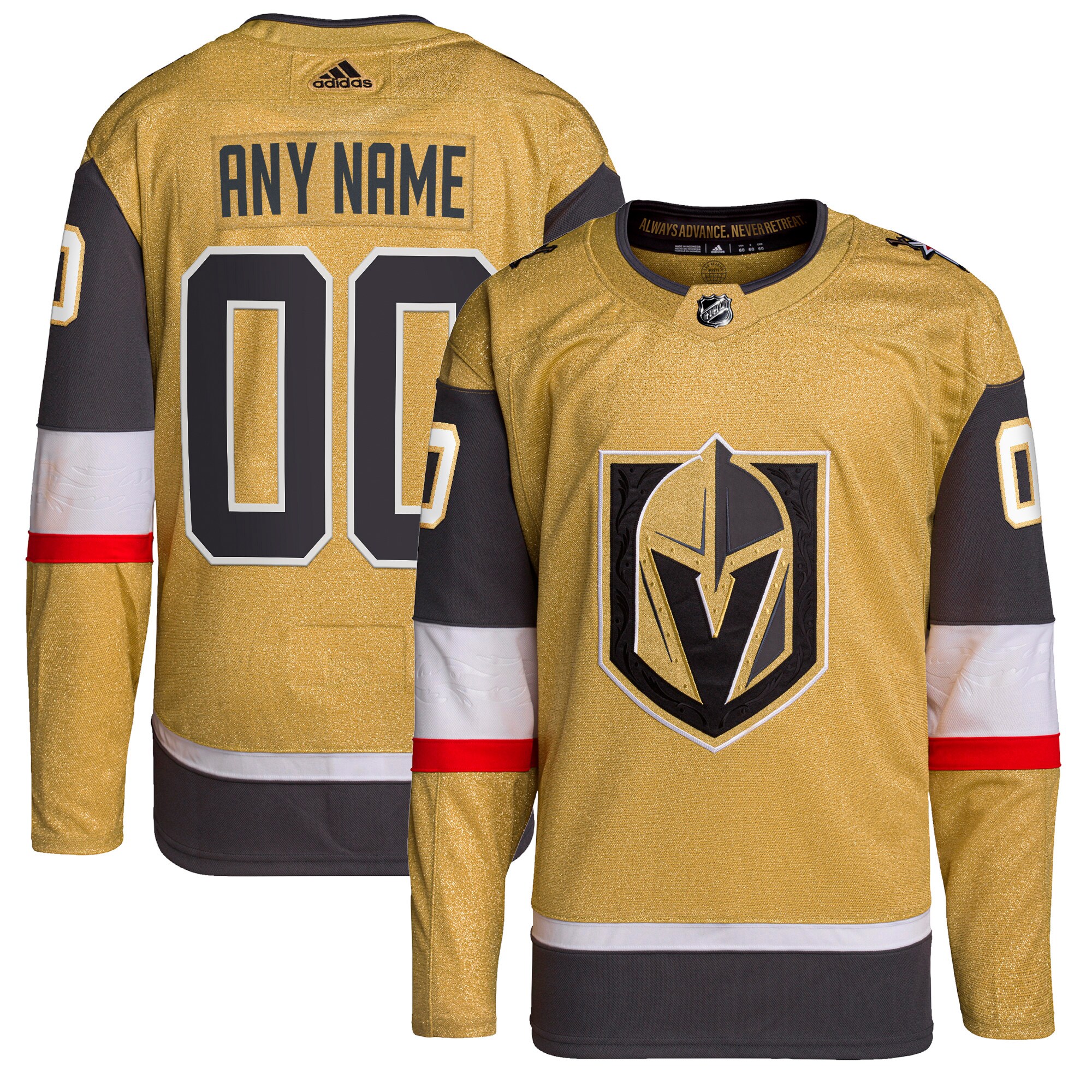 Vegas Golden Knights Home Primegreen Custom Jersey - Gold