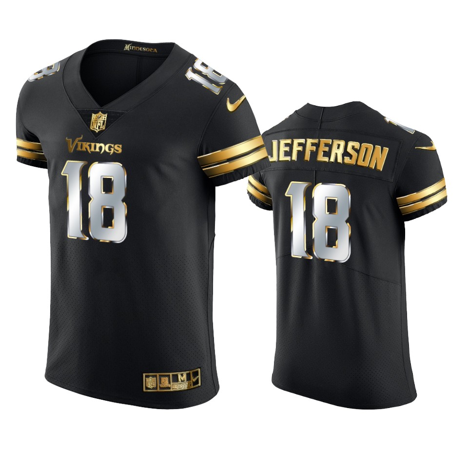 Vikings Justin Jefferson Golden Edition Black Vapor Elite Jersey