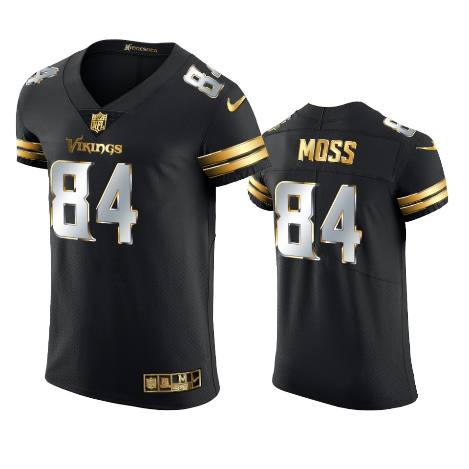 Vikings Randy Moss Golden Edition Black Vapor Elite Jersey