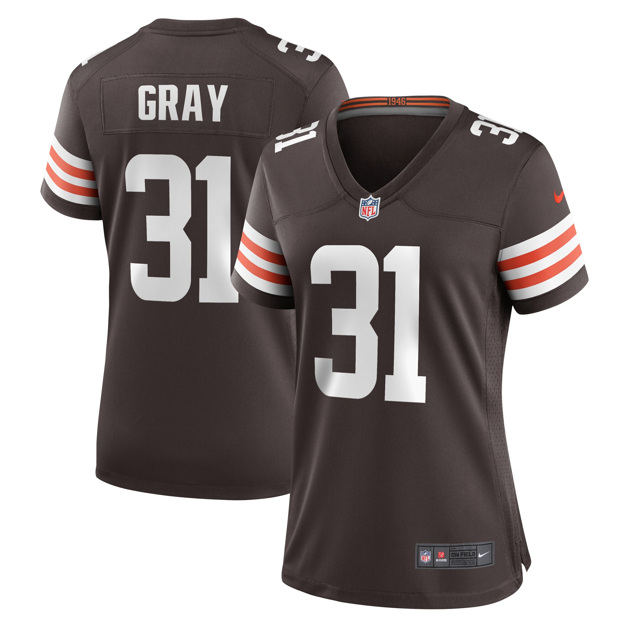 Vincent Gray Cleveland Browns Women's Team Game Jersey - Brown
