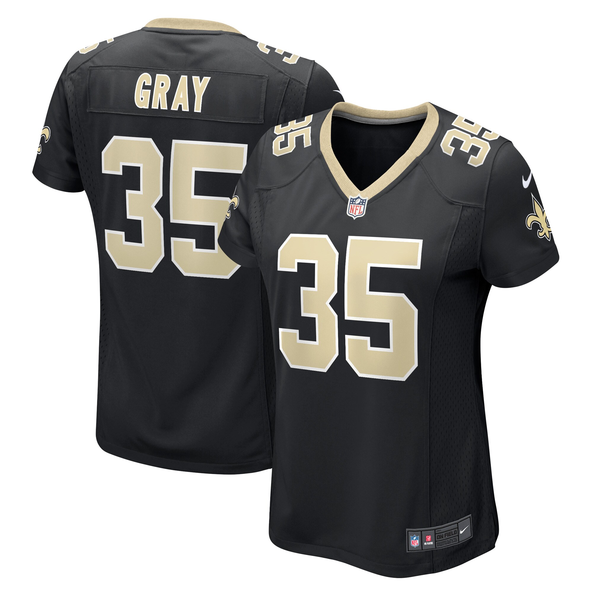 Vincent Gray New Orleans Saints Women's Game Player Jersey - Black