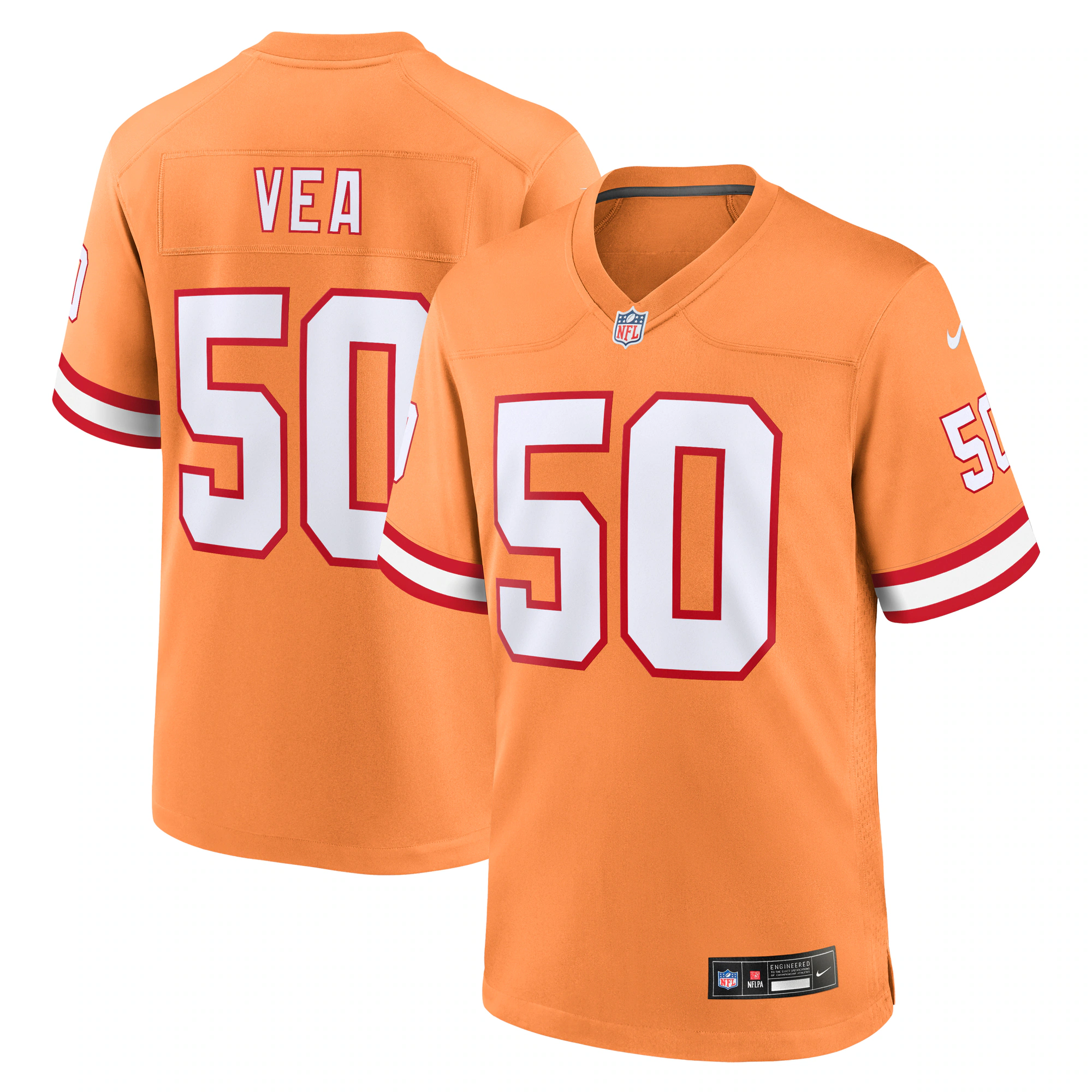 Vita Vea Tampa Bay Buccaneers Throwback Game Jersey - Orange