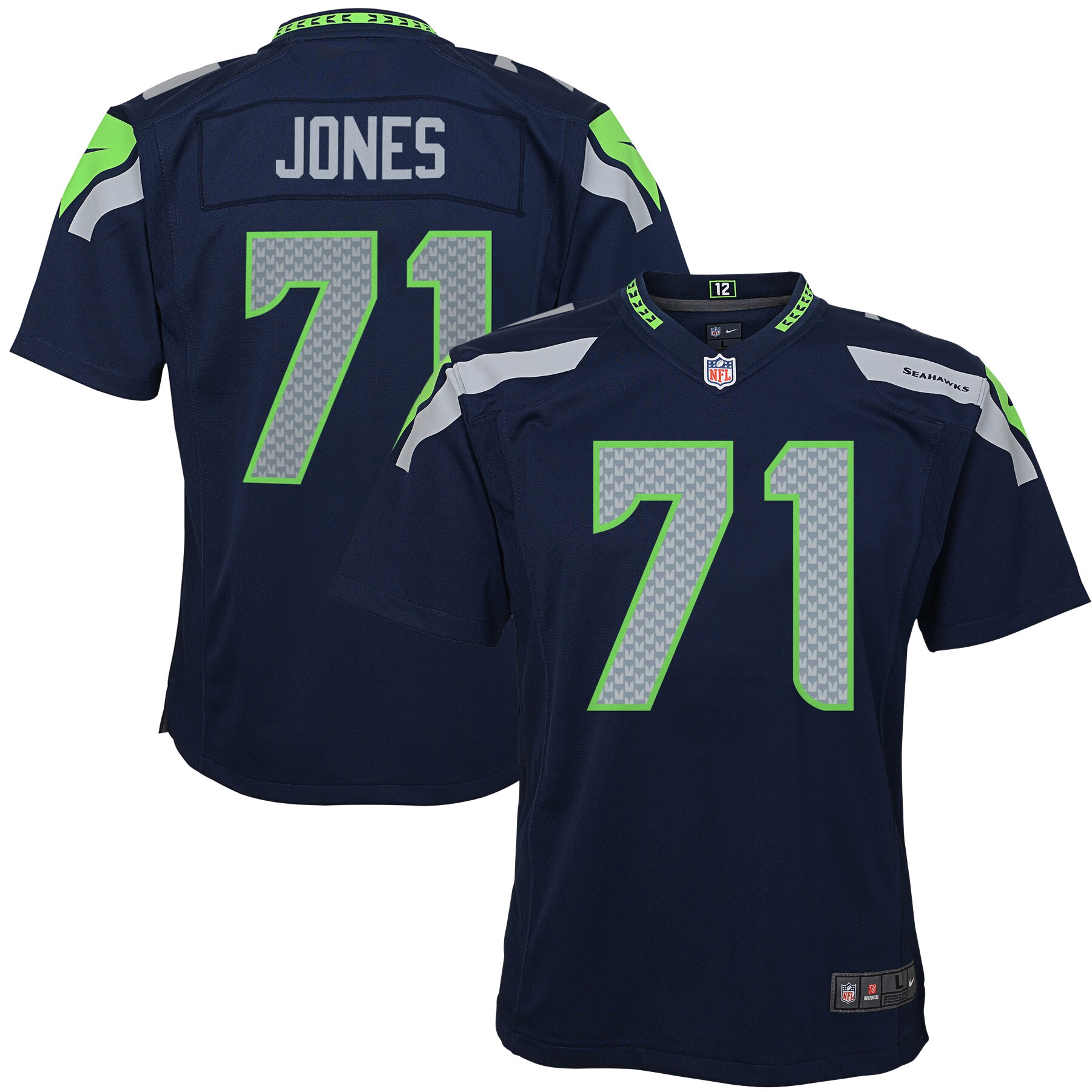 Walter Jones Seattle Seahawks Youth Retired Game Jersey - Navy Blue