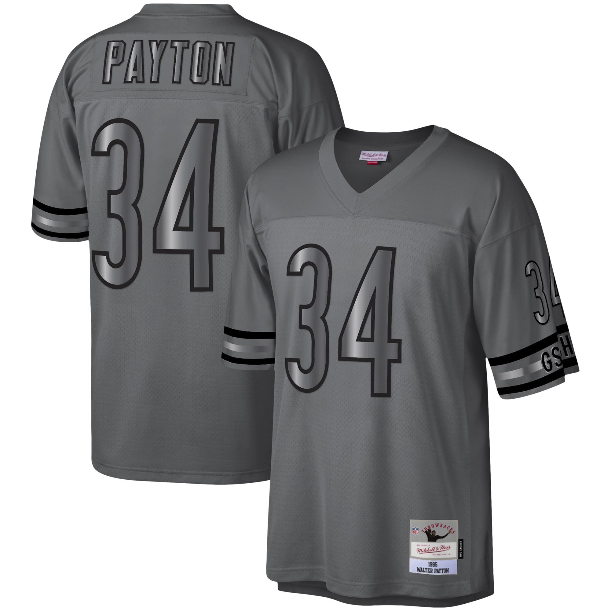Walter Payton Chicago Bears 1985 Retired Player Metal Legacy Jersey - Charcoal