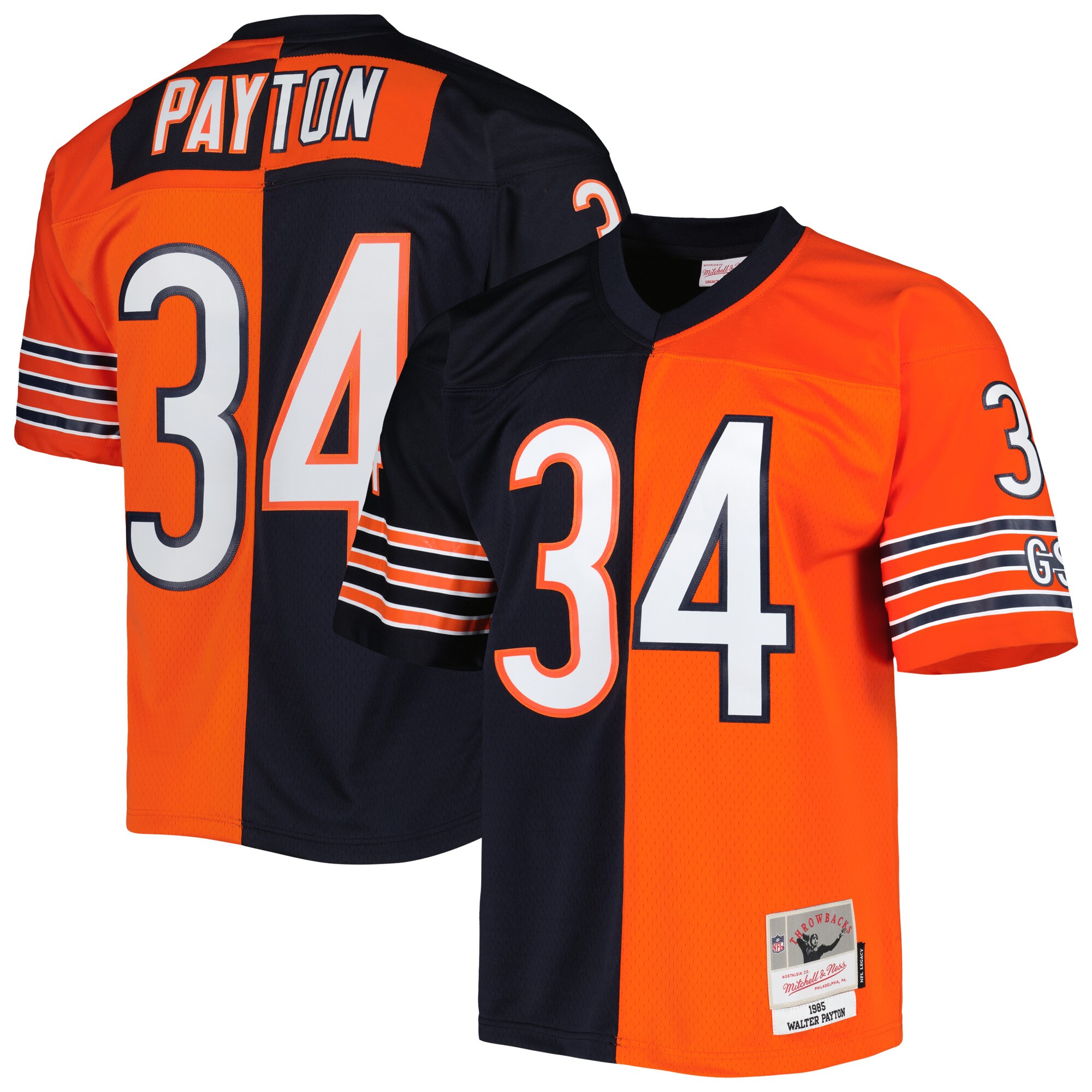Walter Payton Chicago Bears 1985 Split Legacy Jersey - Navy/orange
