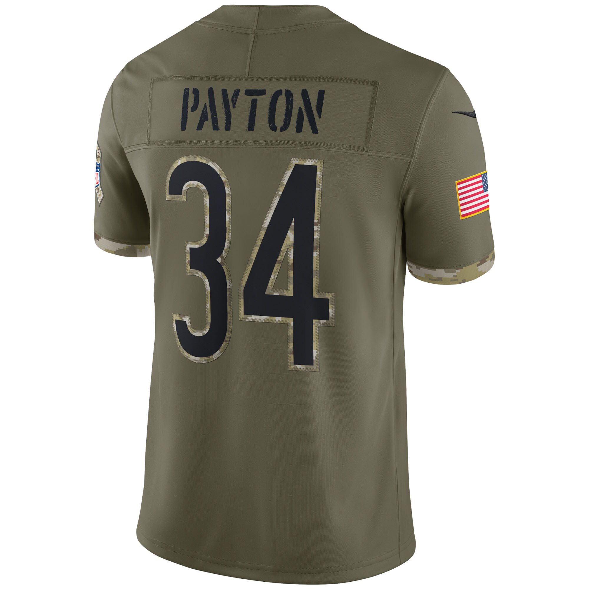 Walter Payton Chicago Bears 2022 Salute To Service Retired Player Limited Jersey – Olive