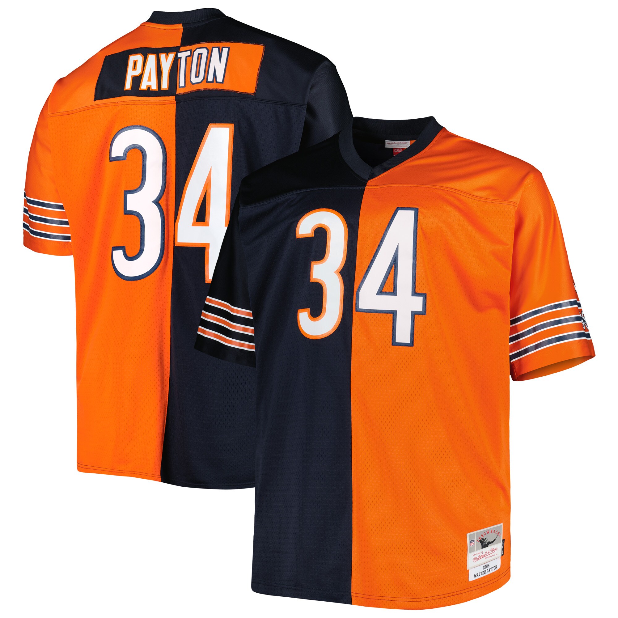 Walter Payton Chicago Bears Big & Tall Split Legacy Retired Player Jersey - Navy/orange