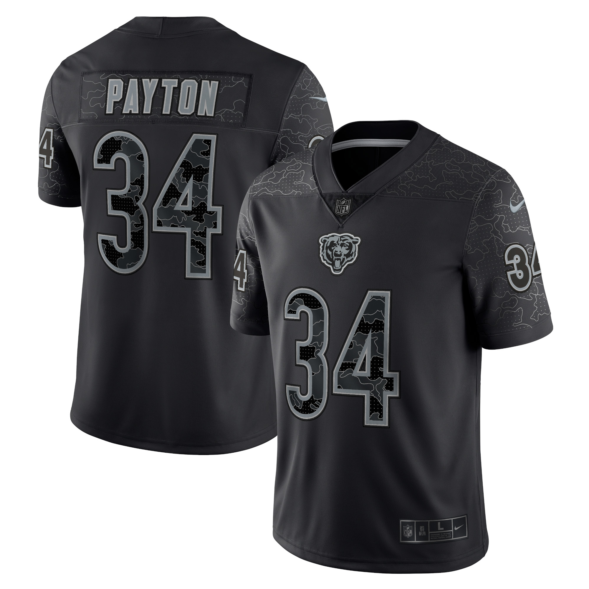 Walter Payton Chicago Bears Retired Player Rflctv Limited Jersey - Black