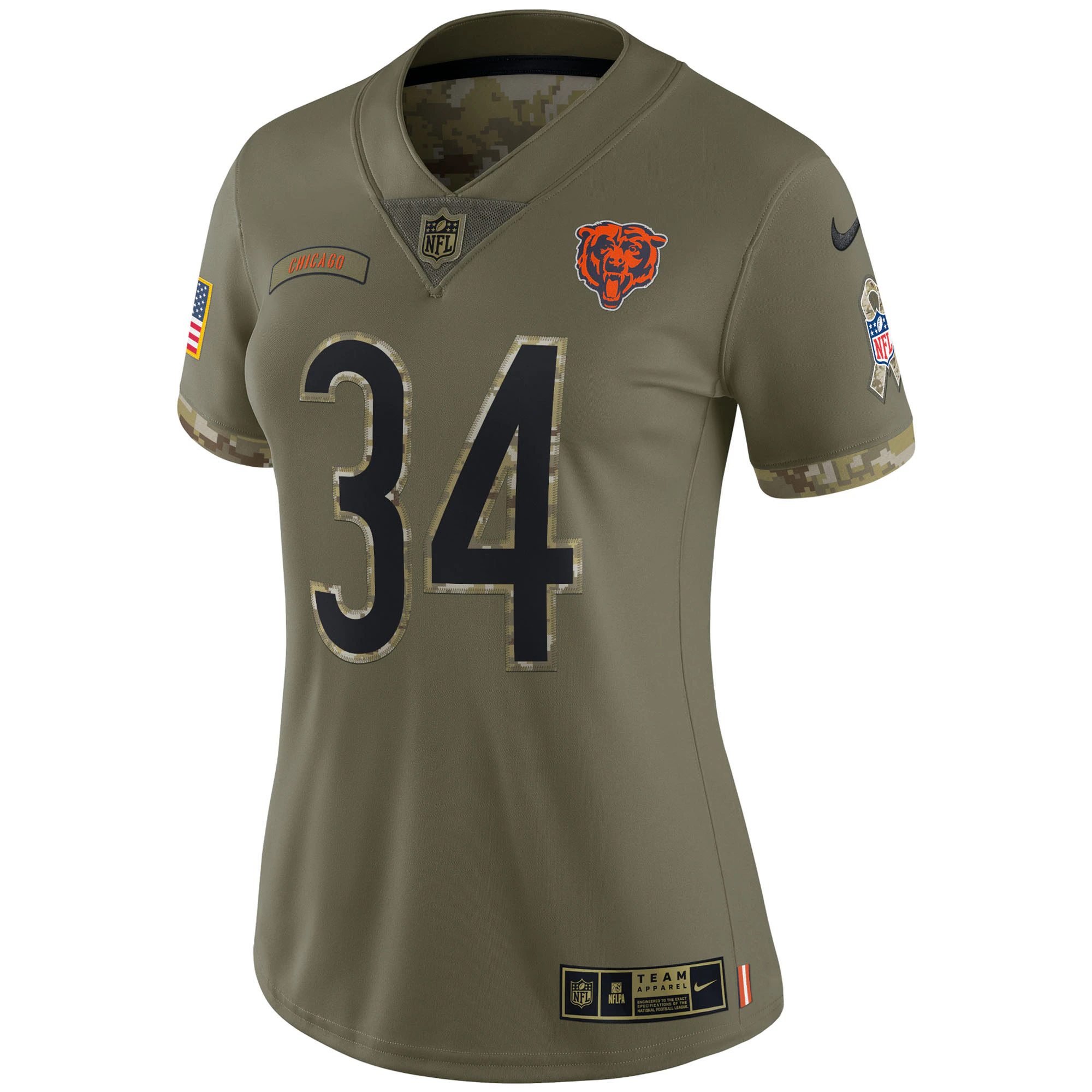 Walter Payton Chicago Bears Women’s 2022 Salute To Service Retired Player Limited Jersey – Olive