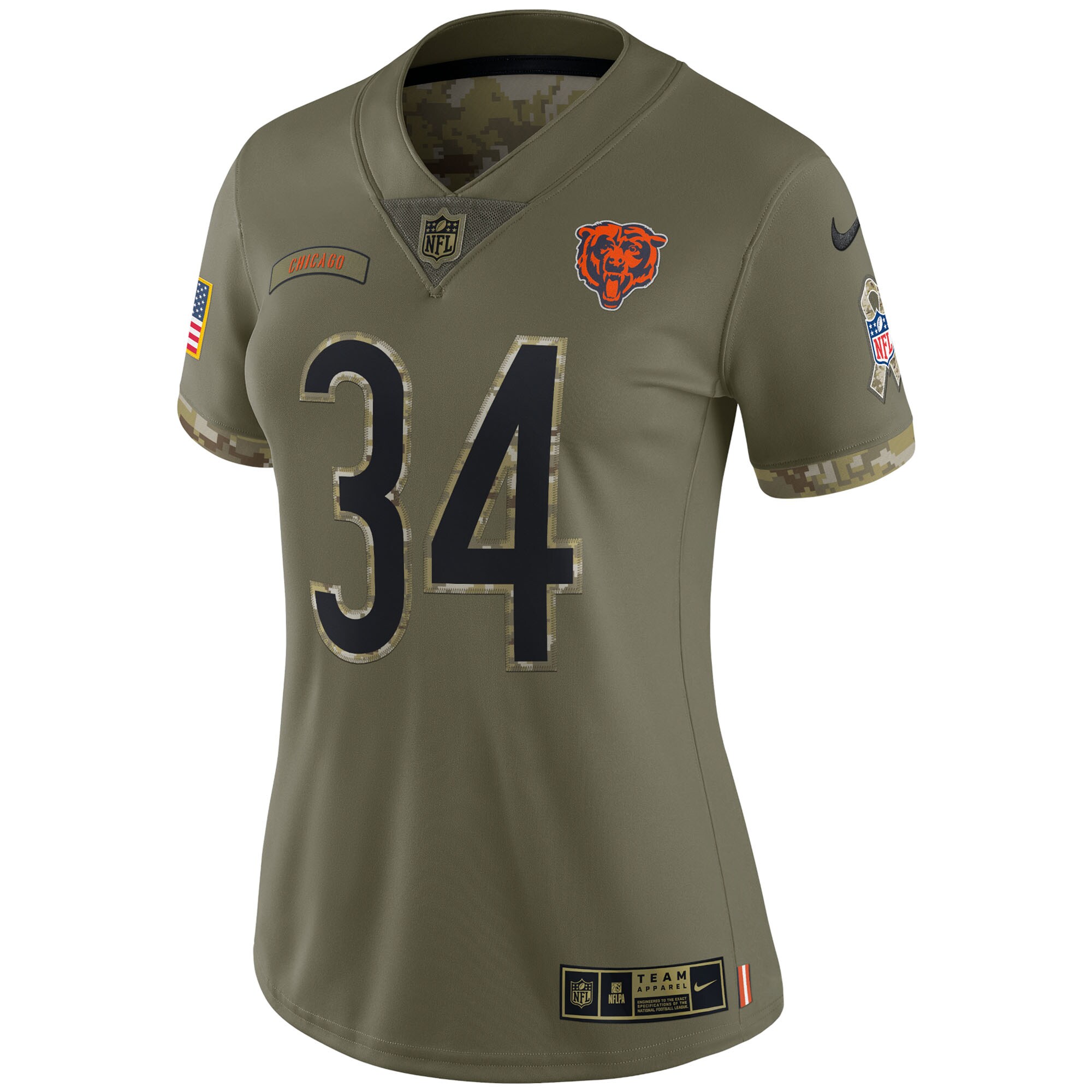 Walter Payton Chicago Bears Women’s 2022 Salute To Service Retired Player Limited Jersey – Olive