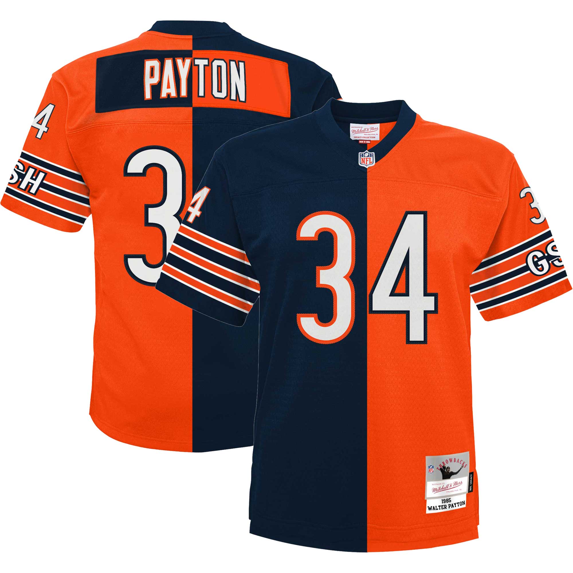 Walter Payton Chicago Bears Youth Split Legacy Jersey - Navy/orange