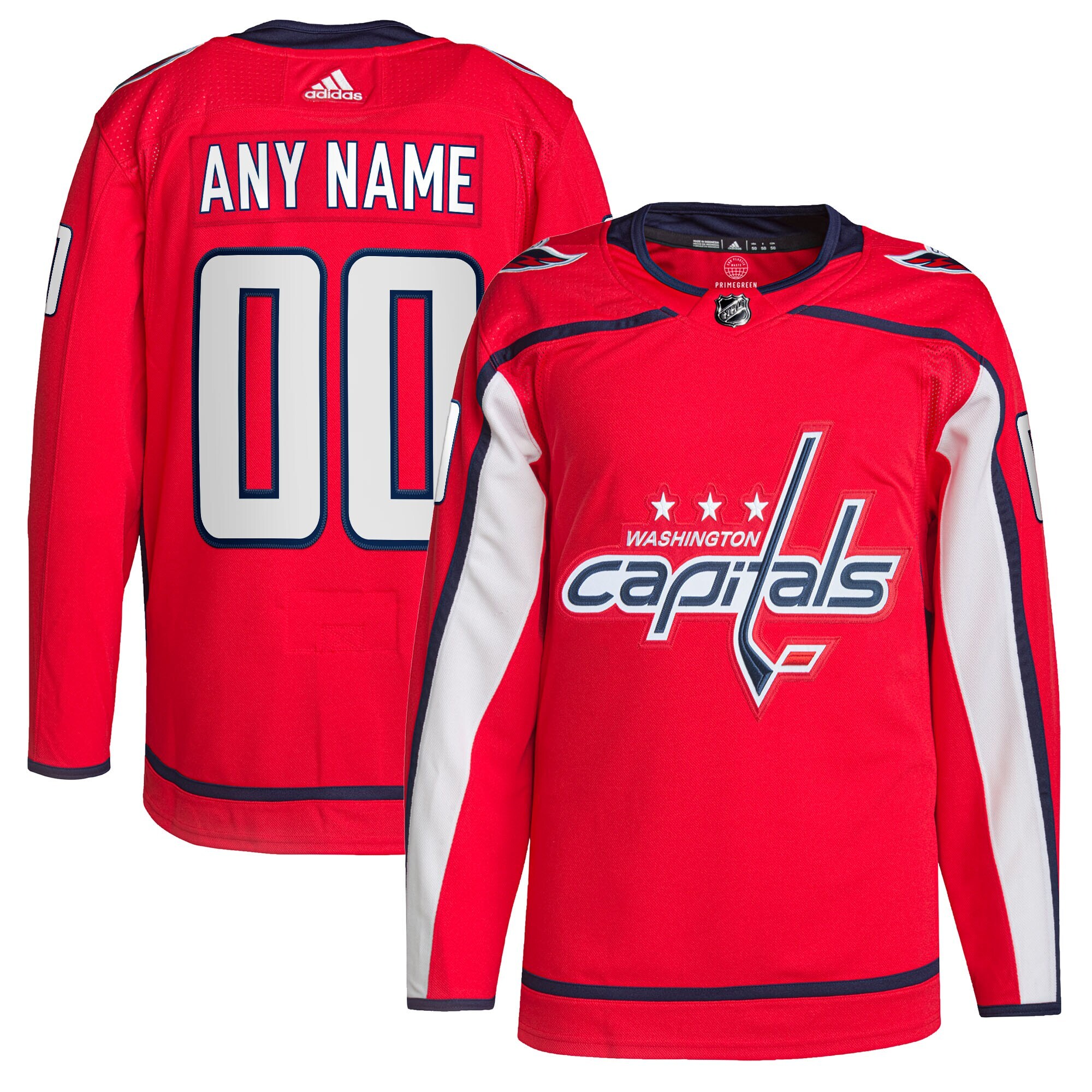 Washington Capitals Home Primegreen Custom Jersey - Red