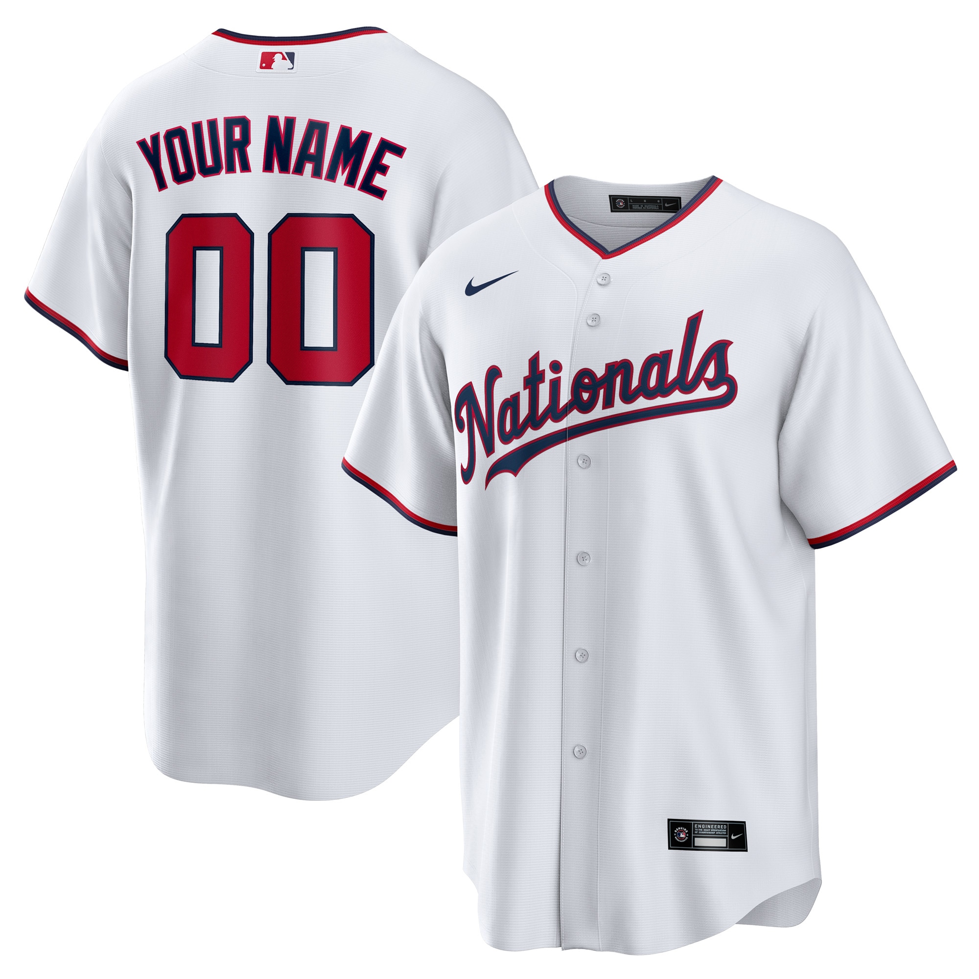 Washington Nationals Youth Custom Jersey - White